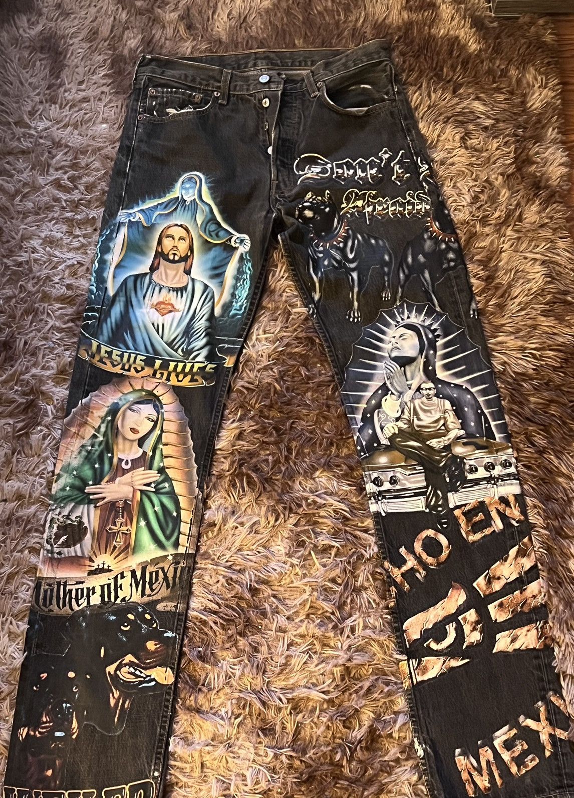 Other @thechubbychicano “BARRIO” custom levi’s patchwork jeans Size US 32 / EU 48 - 1 Thumbnail