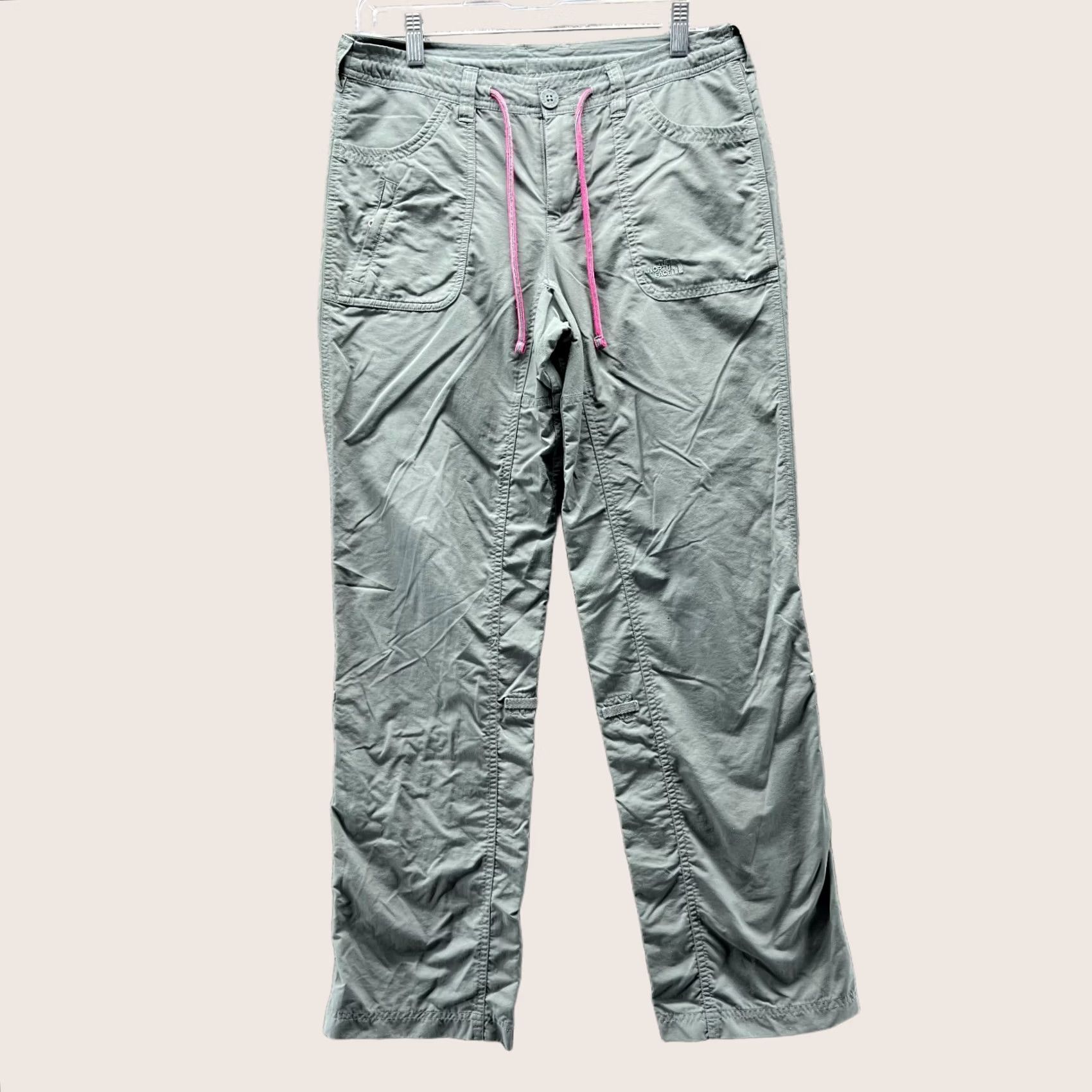 The North Face VINTAGE: The North Face Pants Women 4 Green Pink Casual Drawstring Polyester Hiking Hike Size 27" / US 4 / IT 40 - 1 Thumbnail