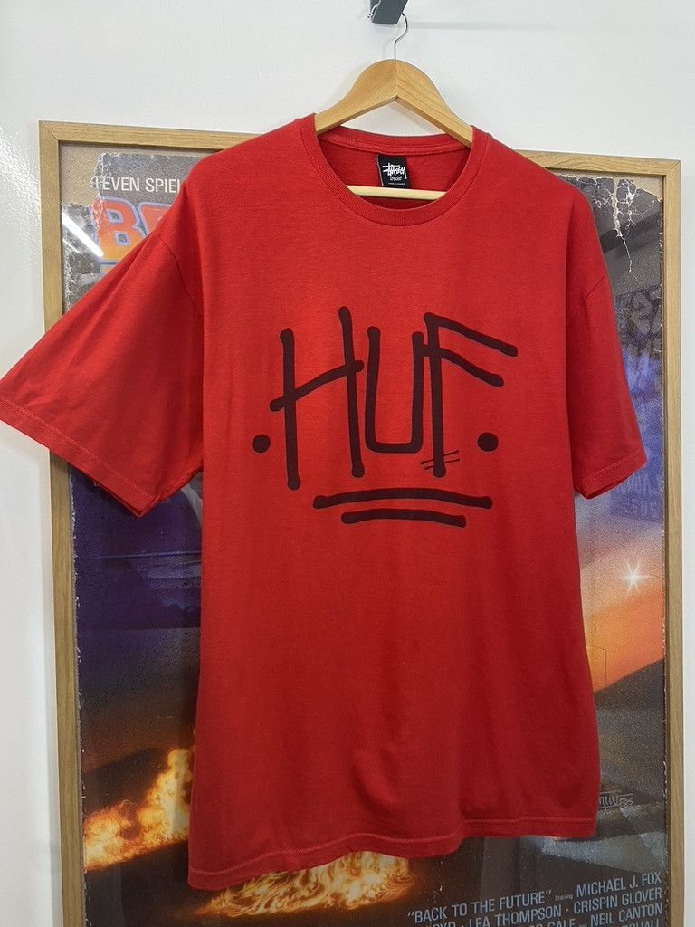 Huf × Stussy 2012 Stussy x HUF Centre Tag Script Spellout T Shirt Size US L / EU 52-54 / 3 - 4 Thumbnail
