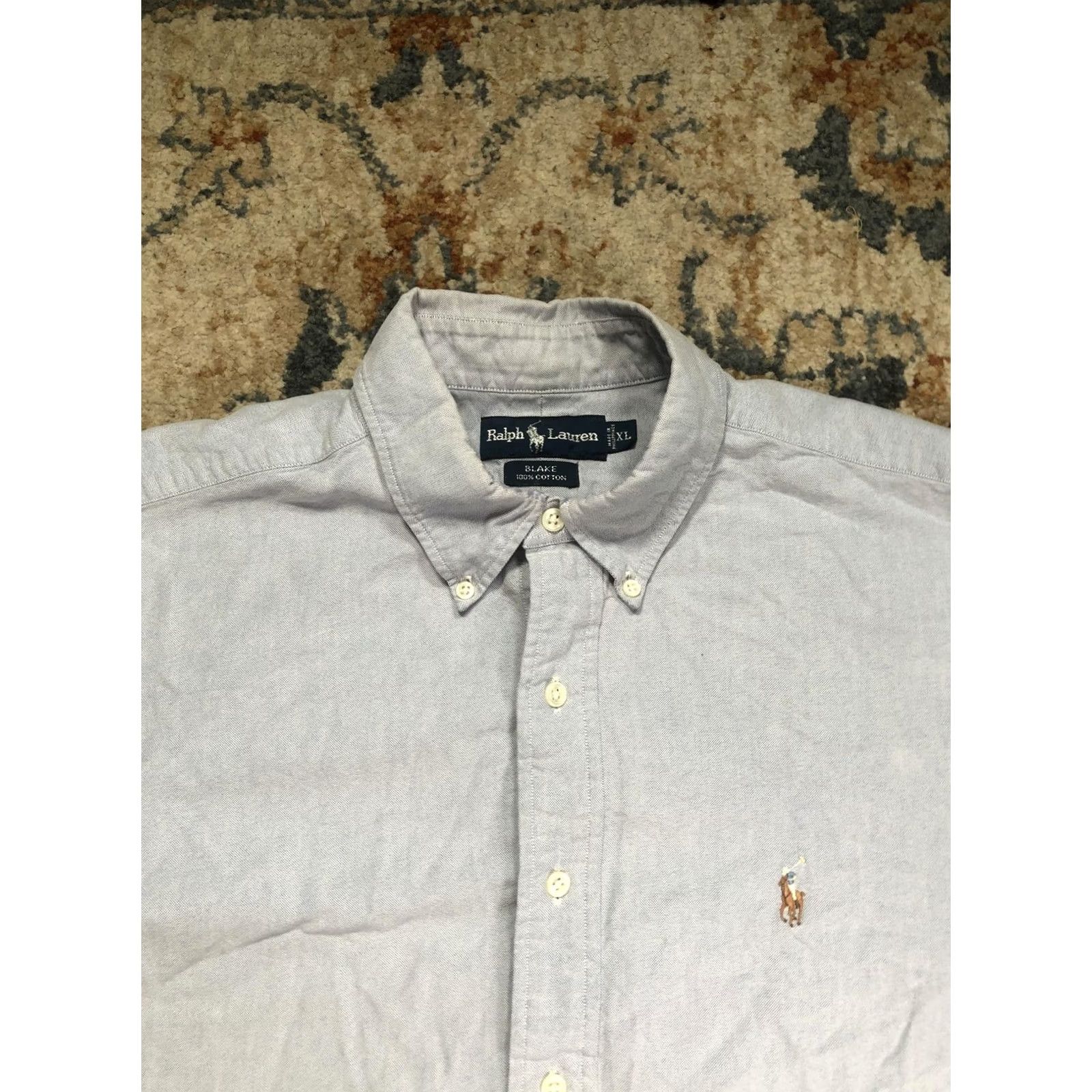 Ralph Lauren Ralph Lauren Shirt Mens XL Blue Solid Short Sleeve Button-Down Blake Pony Logo Size US XL / EU 56 / 4 - 2 Thumbnail