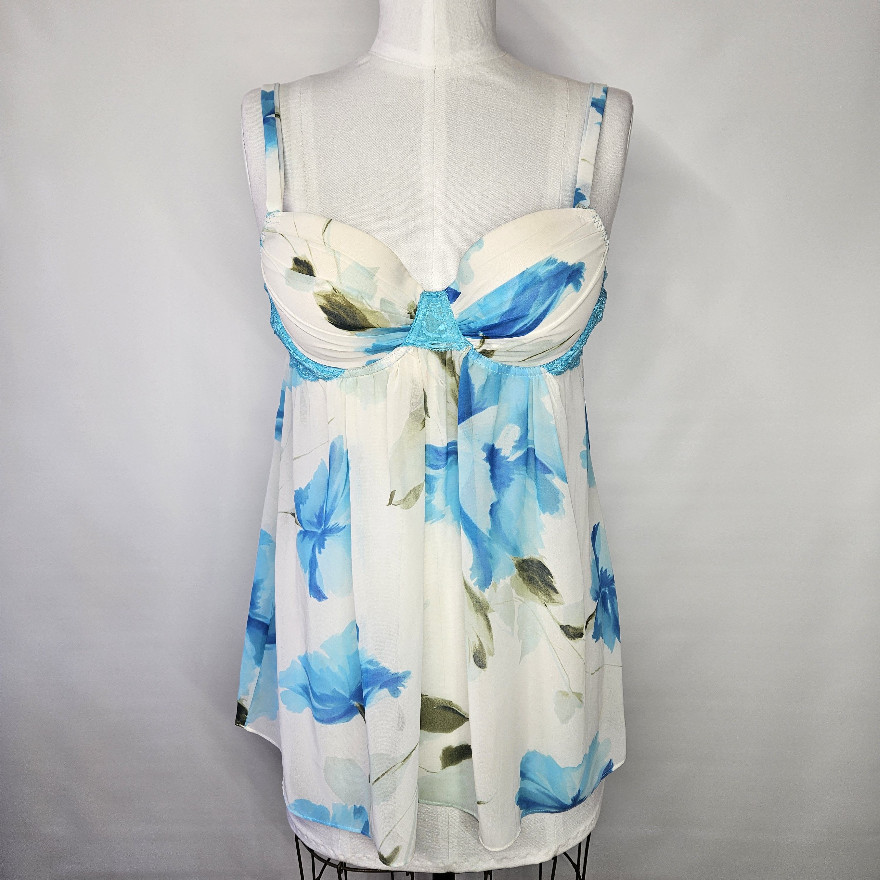 Other In Bloom Size L 2 Pc. Teddy & Robe Floral Chiffon Cream Bl Size ONE SIZE - 5 Thumbnail