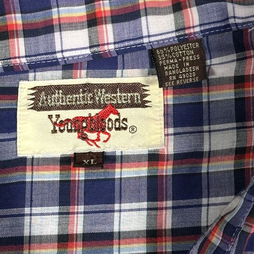 Vintage VINTAGE Youngbloods Western Shirt Adult XL Purple White Plaid 90s Button-Up Snap Chest Pockets Cotton Blend Long Sleeve Men Mens Size US XL / EU 56 / 4 - 4 Thumbnail