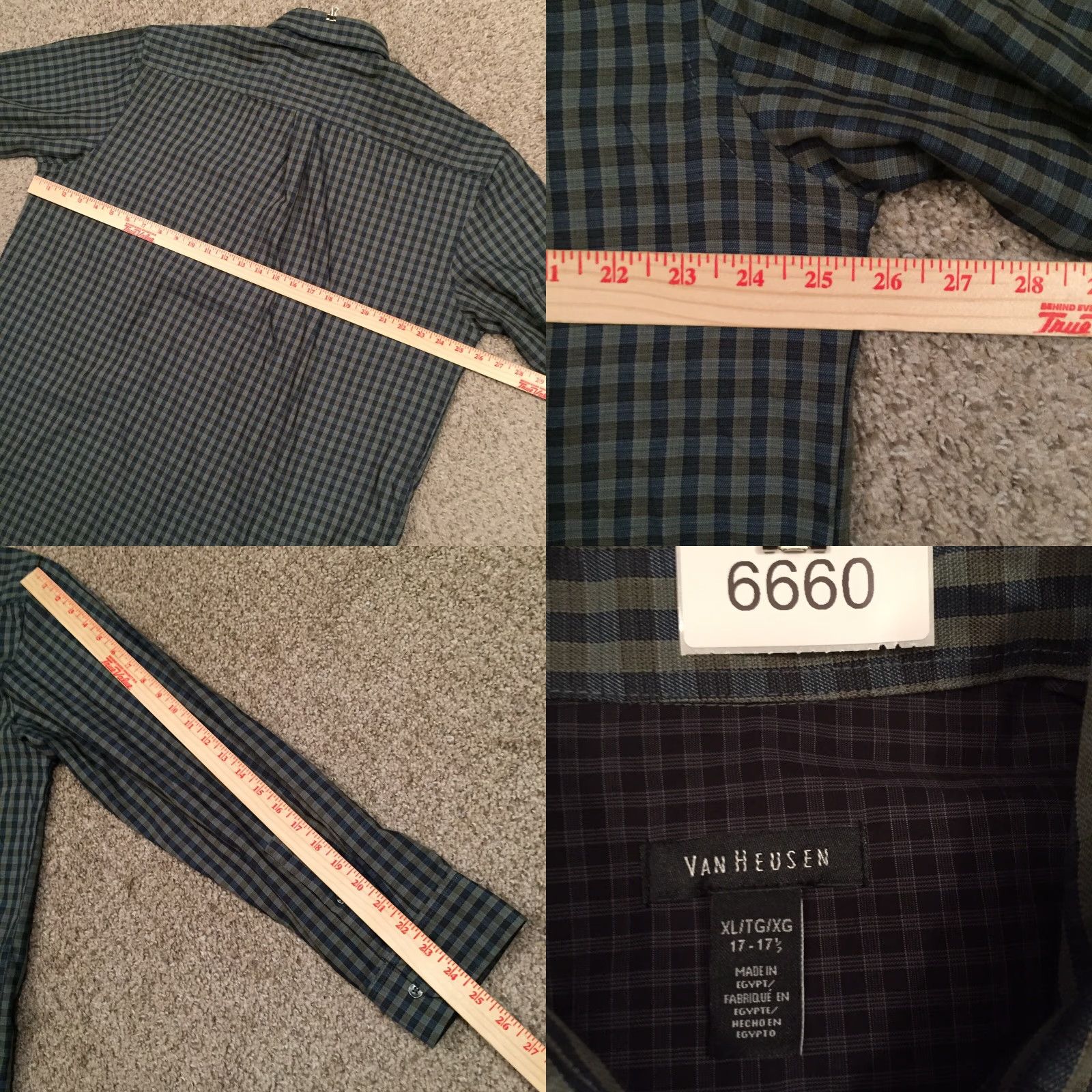 Van Heusen Van Heusen Shirt Mens XL Blue Plaid Long Sleeve Button-Up Pockets Size US XL / EU 56 / 4 - 8 Thumbnail