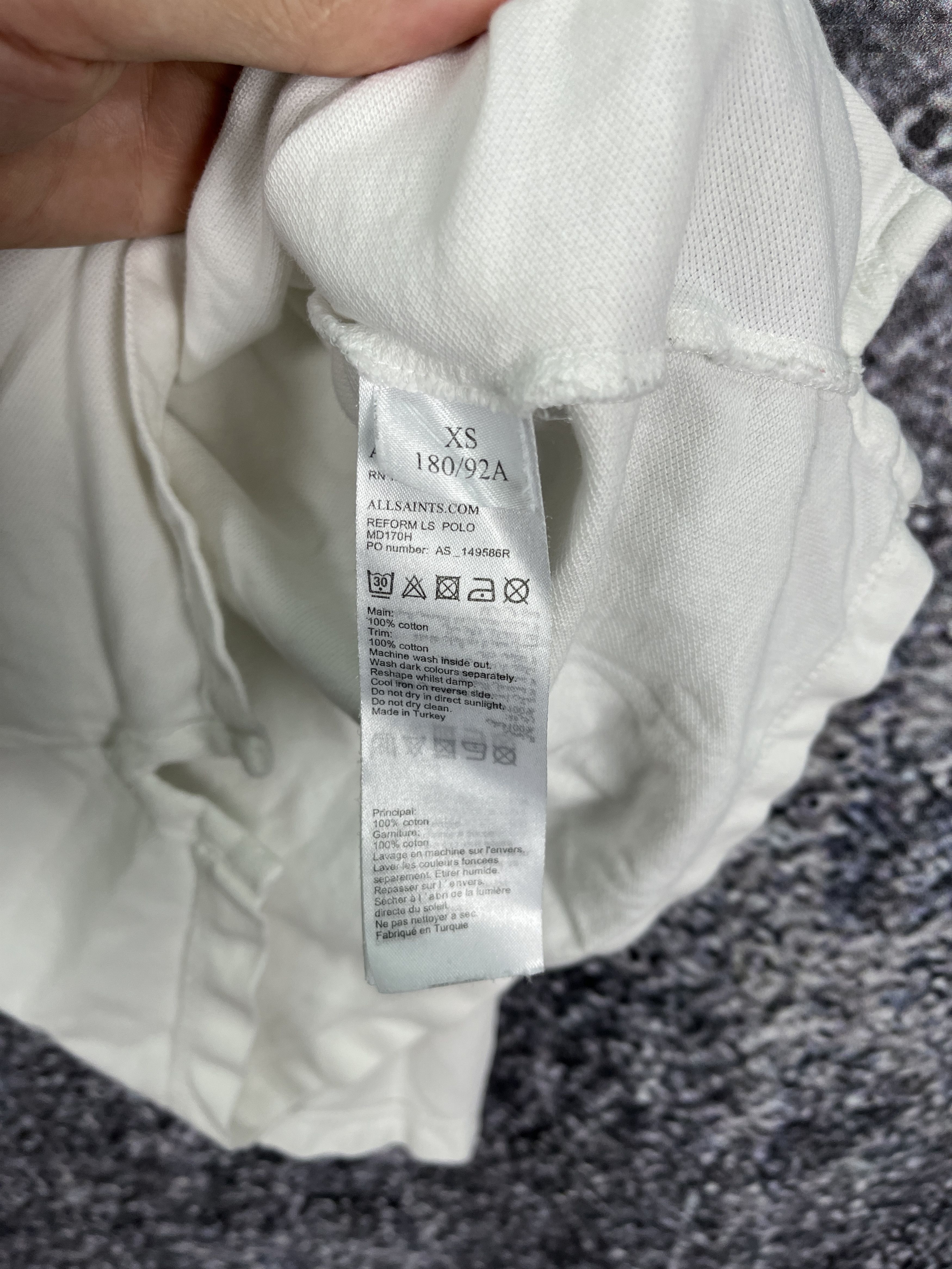 Allsaints Reform Long Sleeve Polo Rugby Shirt Luxury Size XS