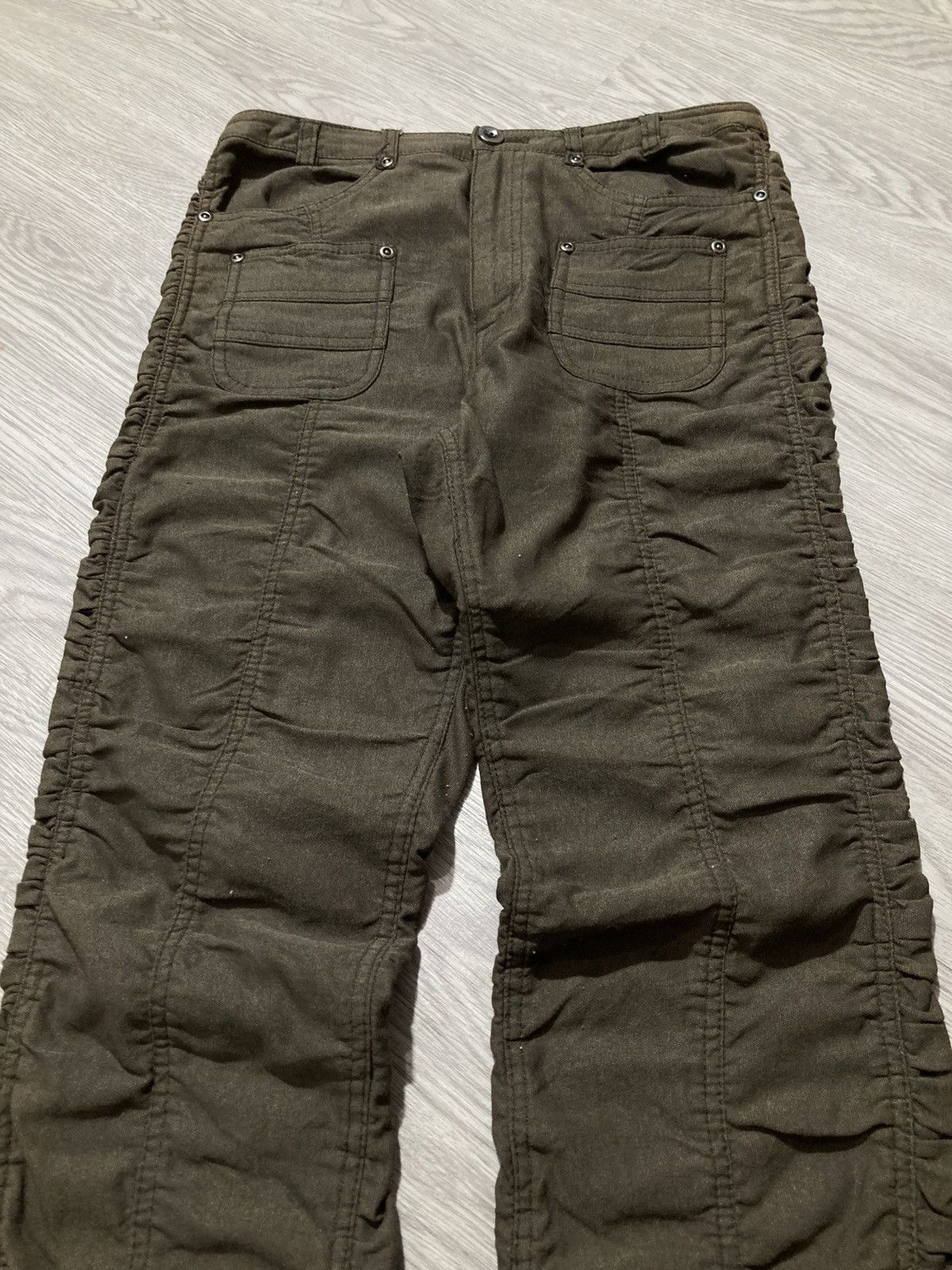 Le Grande Bleu (L.G.B.) 2000s Japanese Brand Ruched Pants Punk Lgb Style Green Army Size US 26 / EU 42 - 4 Thumbnail