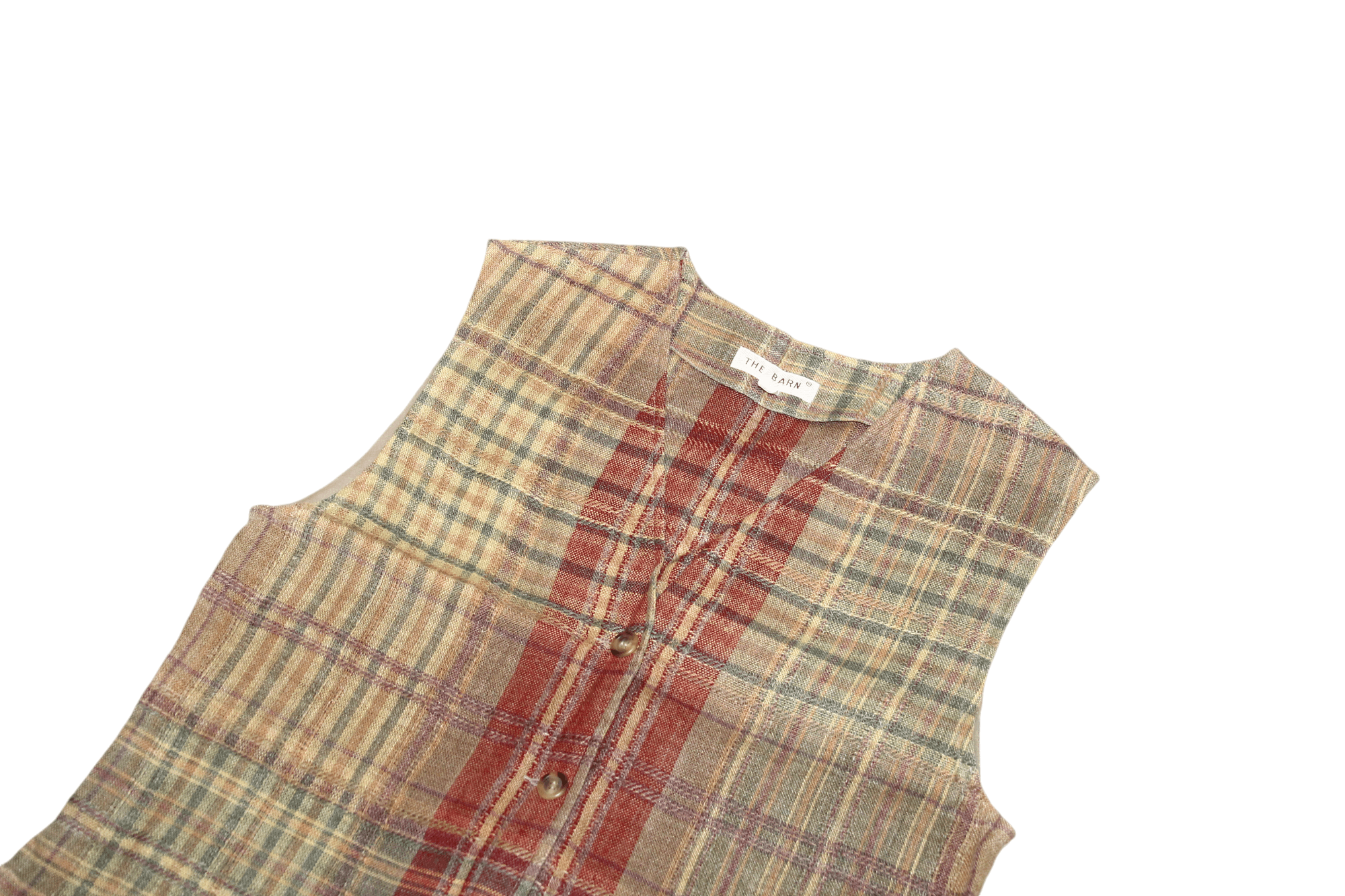 Vintage The Barn clothing and accessories Checkered Linen Waistcoat Size US M / EU 48-50 / 2 - 7 Thumbnail