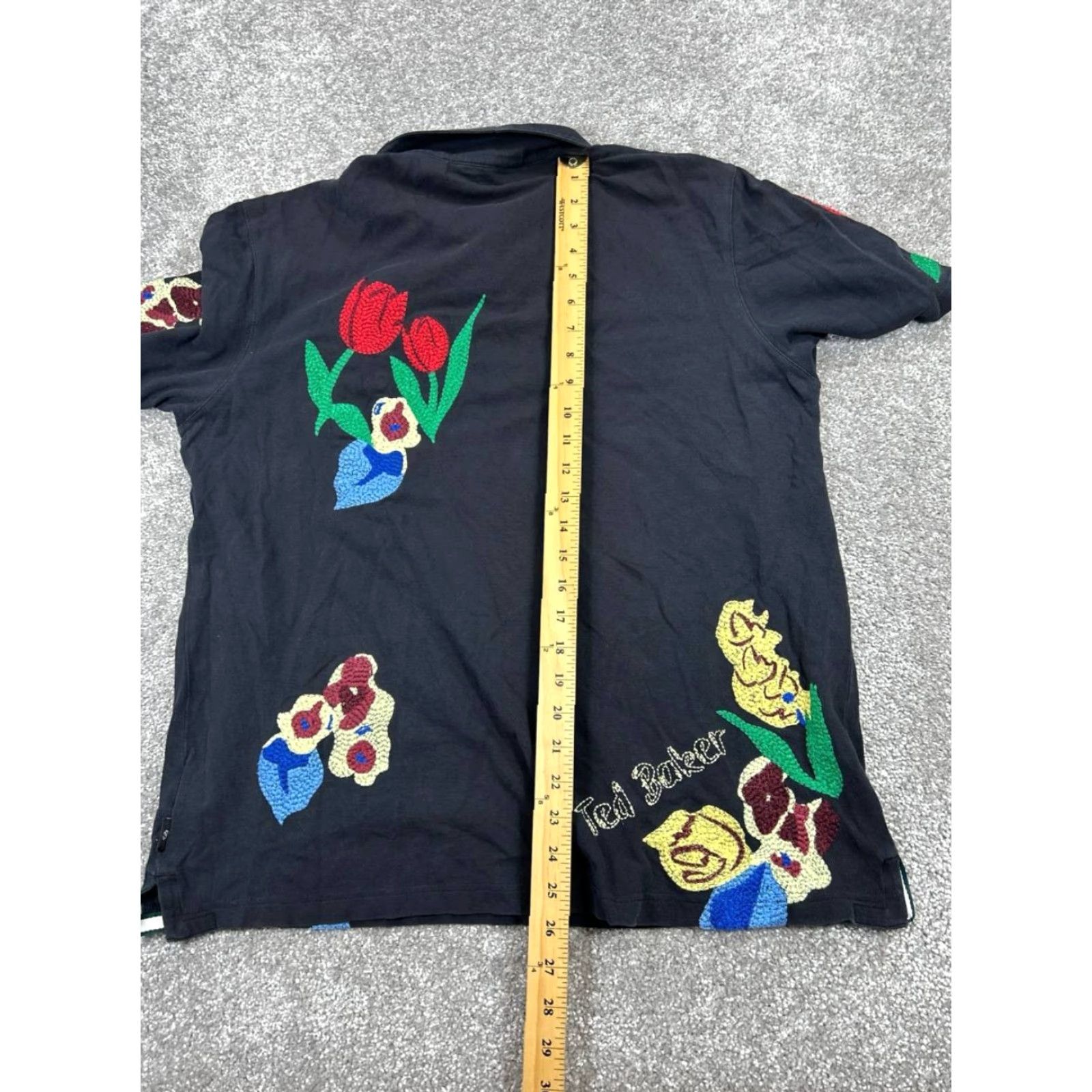 Ted Baker Ted Baker Polo Shirt Mens XL Black Cotton Floral Embroidered Golf Casual Shirt Size US XL / EU 56 / 4 - 7 Thumbnail