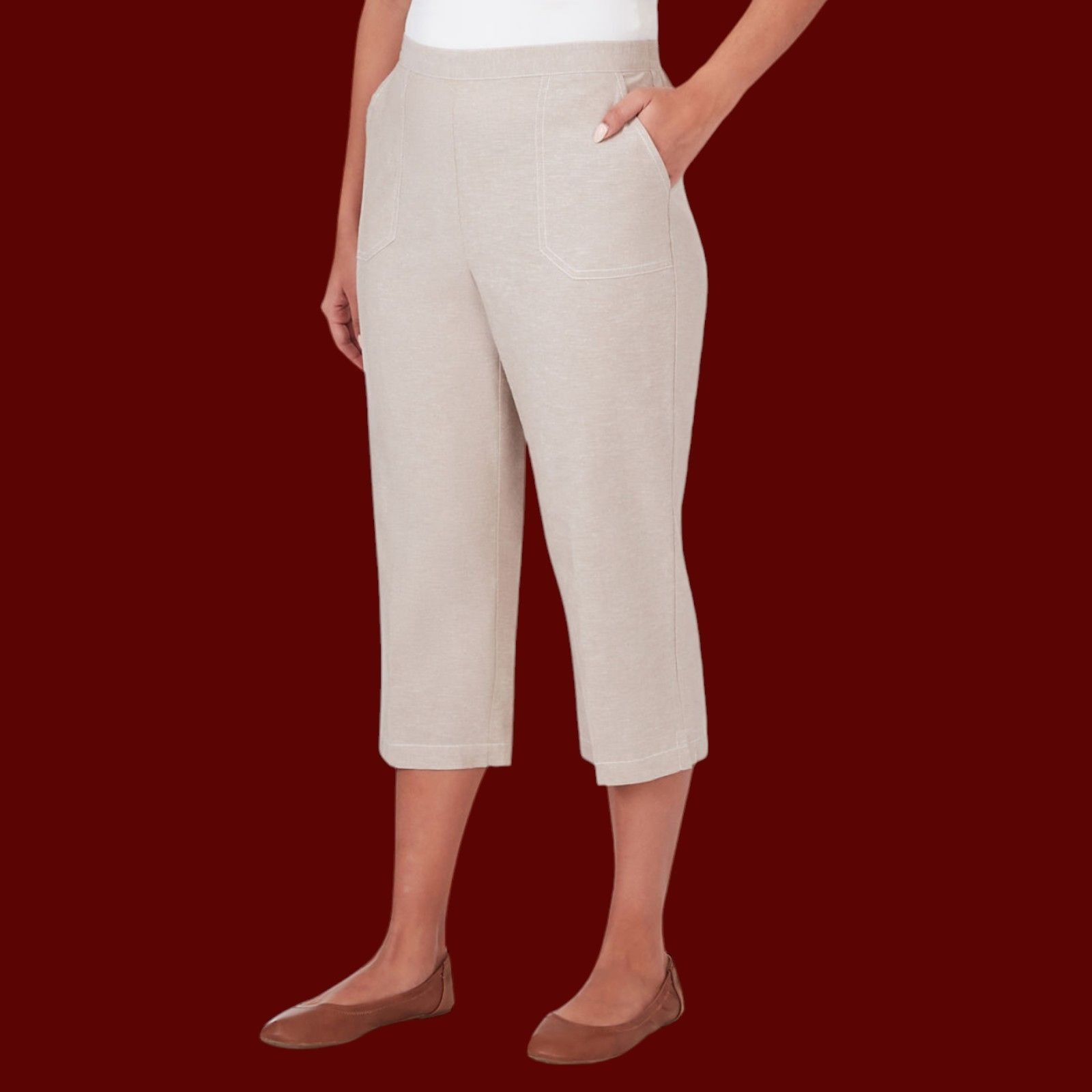 Other Alfred Dunner - Women's Garden Party Mid-Rise Capris - Beige Size 38" / US 16 / IT 52 - 1 Thumbnail