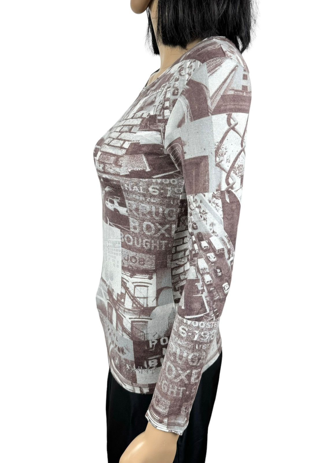 DKNY DKNY Newspaper Printed Stretch Blouse size 10 Size S / US 4 / IT 40 - 6 Thumbnail