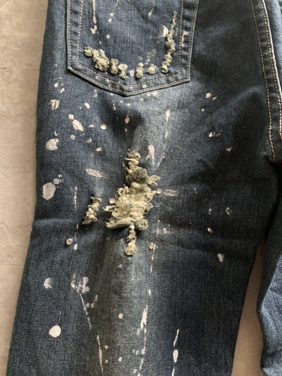 If Six Was Nine × Le Grande Bleu (L.G.B.) flare distressed style with splatter and beads design Size US 27 - 14 Thumbnail