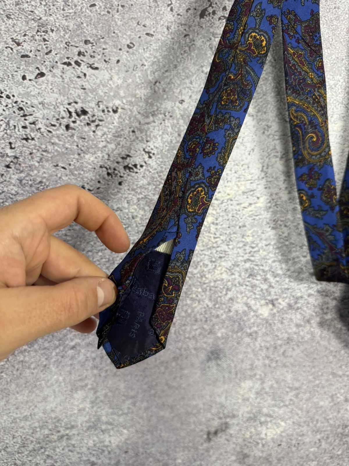 Designer × Vintage Tie Paco Rabbane Men Logo Comfortable Cotton Practical Blue Size ONE SIZE - 7 Thumbnail