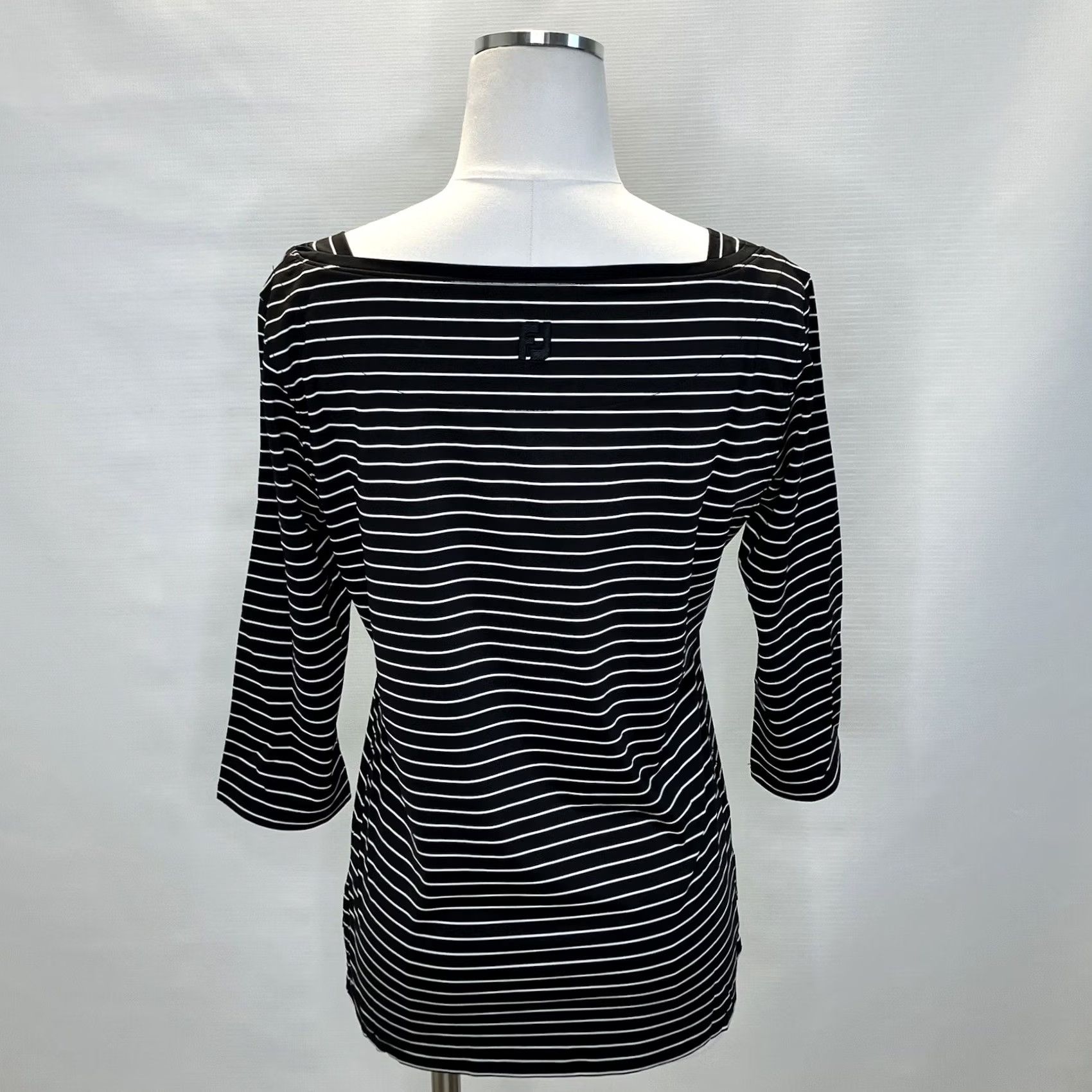 Footjoy FootJoy Polo Shirt Womens Boatneck 3/4 Sleeve XS Black Striped Modern Casual, Workwear Mens Womens Girls? Size XS / US 0-2 / IT 36-38 - 4 Thumbnail