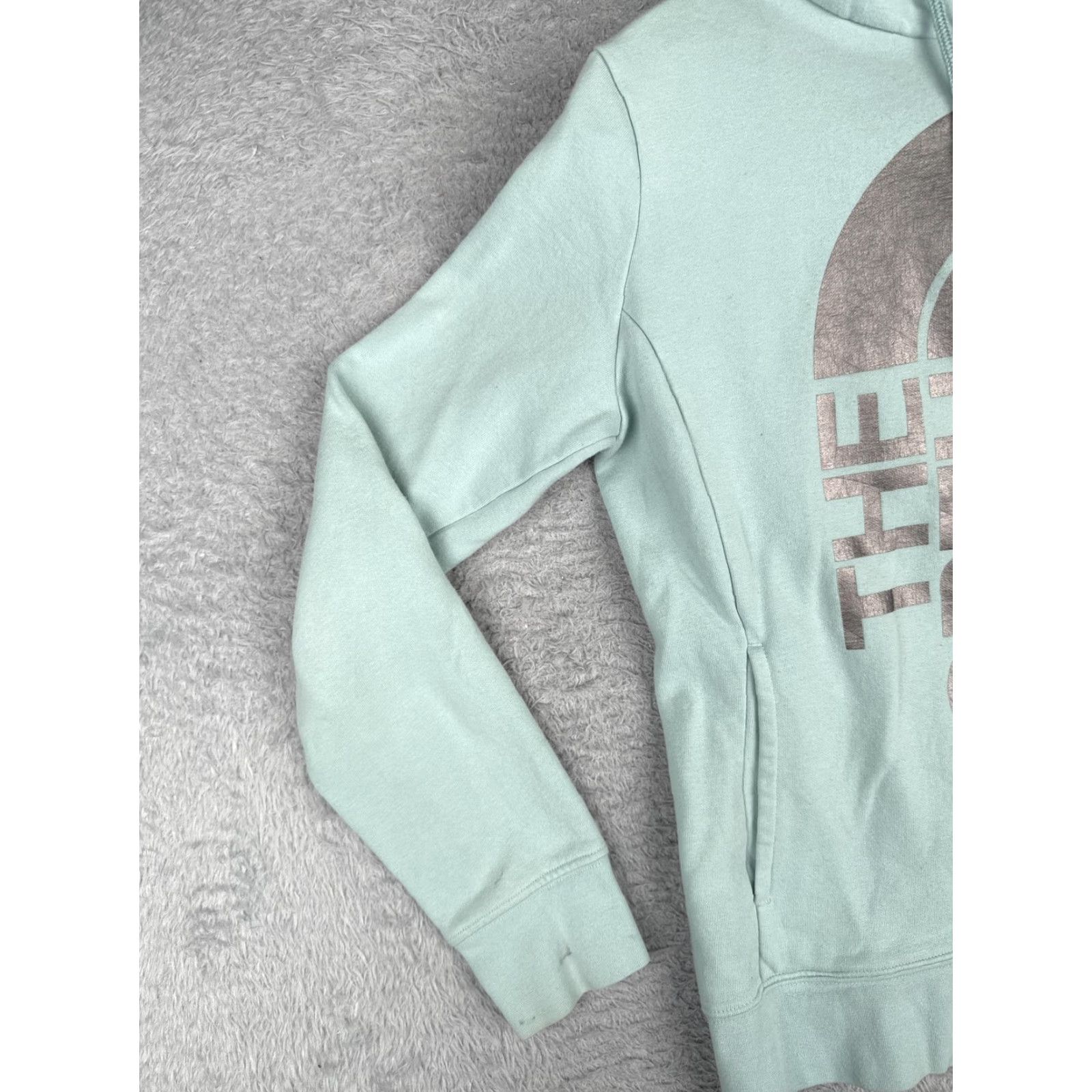 The North Face The North Face Hoodie Womens Small Mint Green Pullover Fleece Metallic Logo Size S / US 4 / IT 40 - 3 Thumbnail