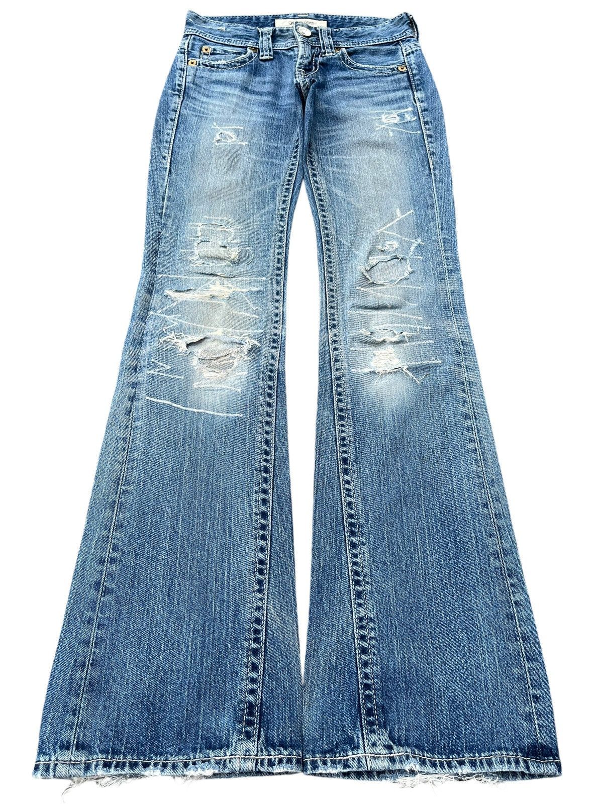 Japanese Brand × Jun Takahashi × Uniqlo Vintage Japanese Brand Uniqlo Distressed Grunge Flare Jeans Size 26" / US 2 / IT 38 - 1 Thumbnail