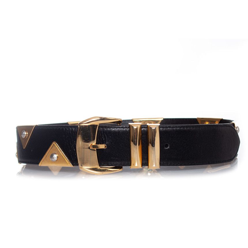 Versace Gianni versace, Leather belt with gold triangle applications Size ONE SIZE - 6 Thumbnail