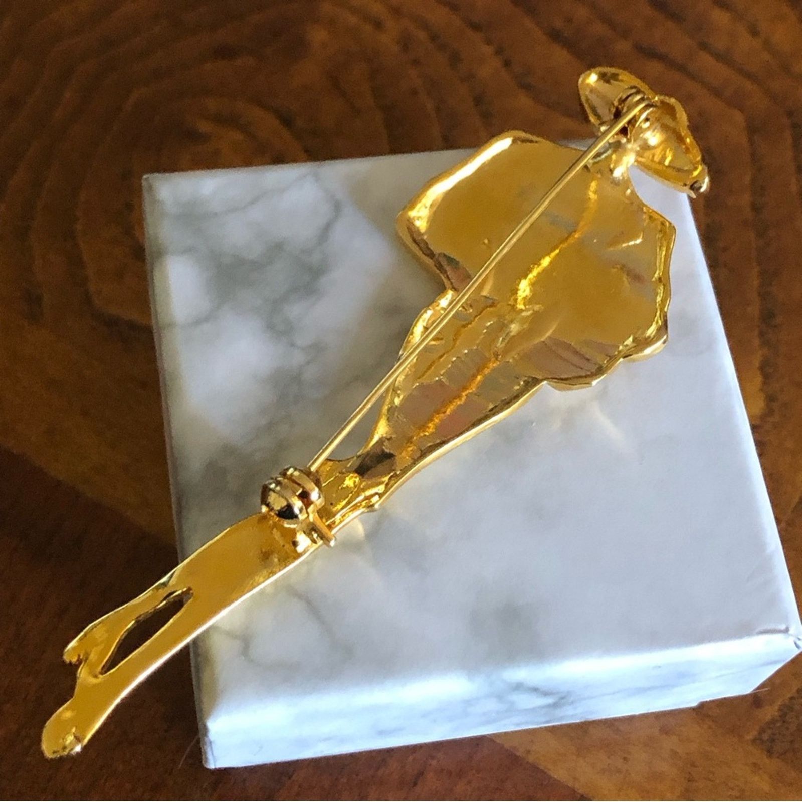 Vintage Vintage stylish lady gold plated rhinestone brooch pin Size ONE SIZE - 4 Thumbnail