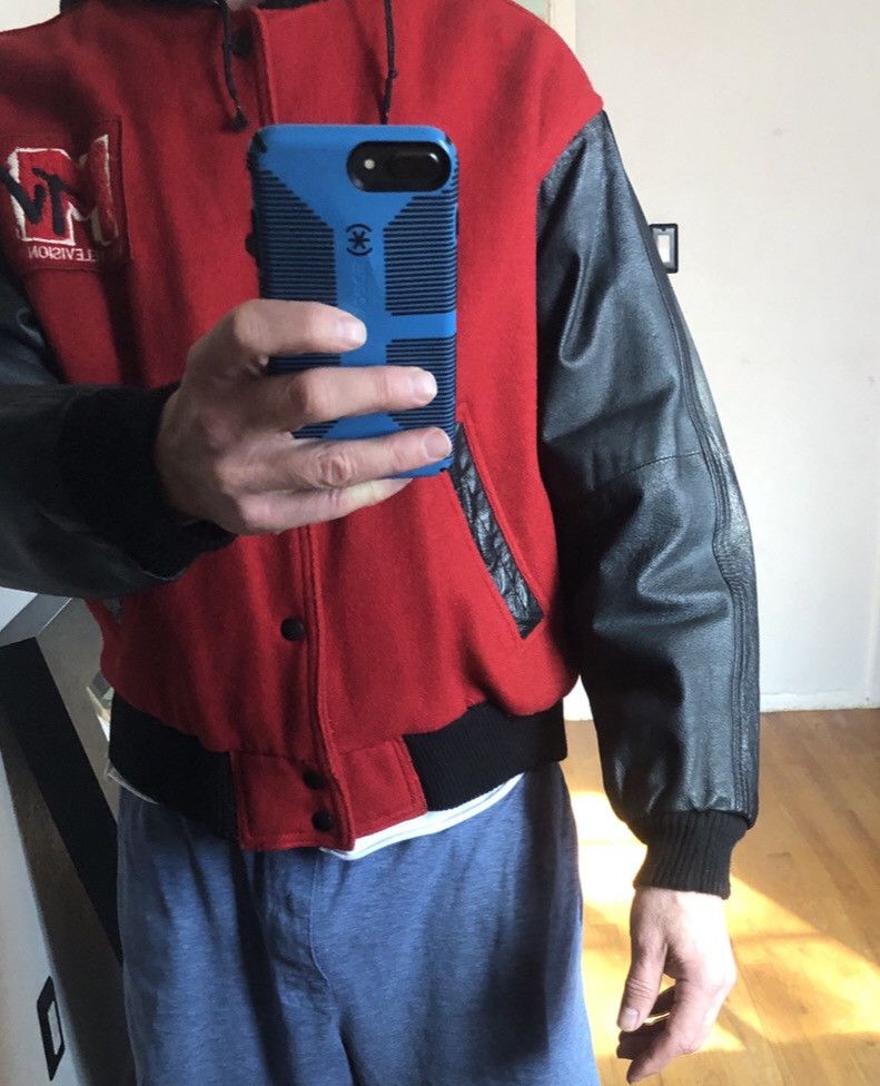 Mtv Rare 1992 MTV Networks Leather/Wool Varsity Jacket Size US S / EU 44-46 / 1 - 11 Thumbnail