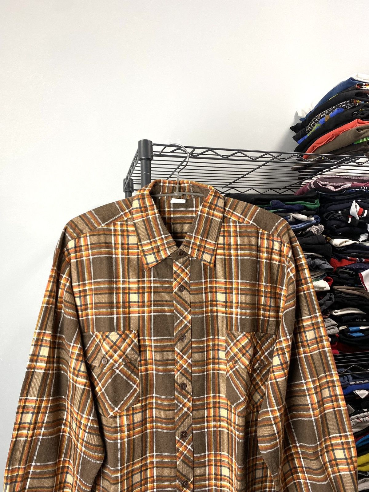 Flannel Vintage Brown Flannel Shirt Checkered Travis Scott Style Size US XL / EU 56 / 4 - 2 Thumbnail
