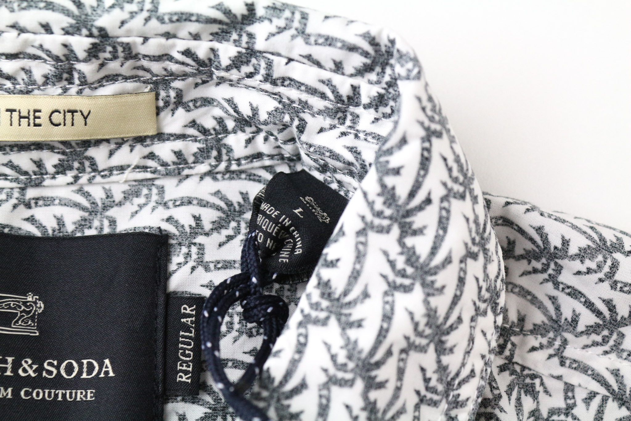 Scotch & Soda AMS COUTURE L Grey Cotton Palm Print Shirt 76186 Size US L / EU 52-54 / 3 - 6 Thumbnail