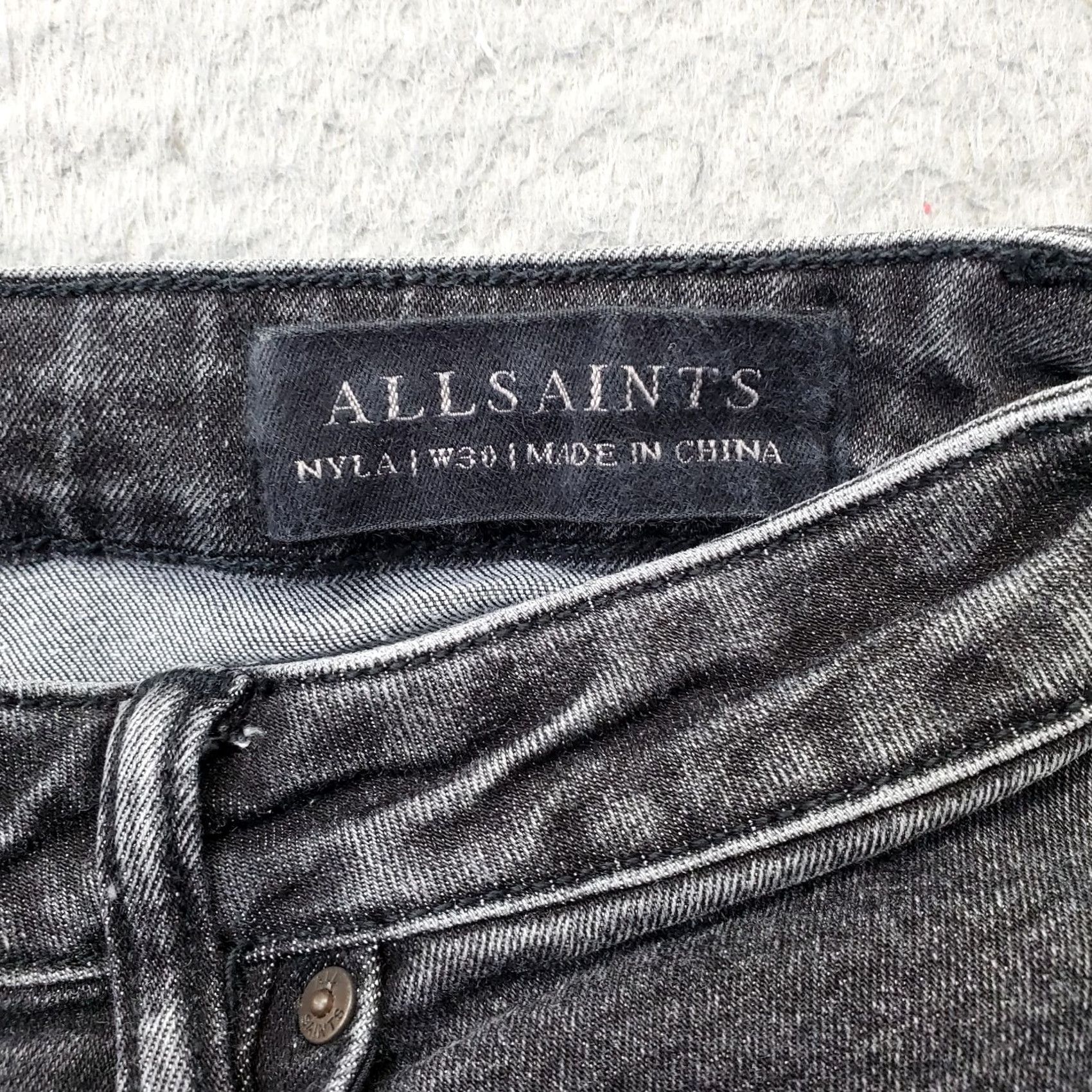 Allsaints AllSaints Jeans Womens 30 Black Denim 5-Pocket Dark Wash Comfort Skinny Leg Size 30" / US 8 / IT 44 - 7 Thumbnail