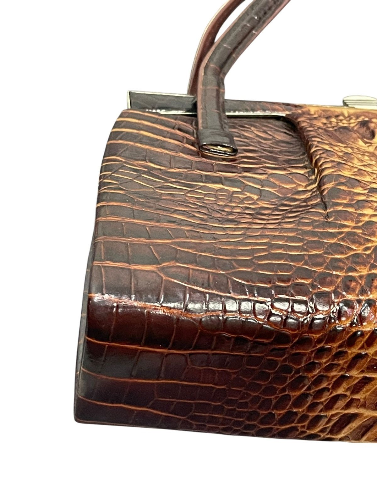 Genuine Leather Crocodile Skin Leather Vtg 60s Kawano Japan Hand Bag 8🟩 Size ONE SIZE - 7 Thumbnail
