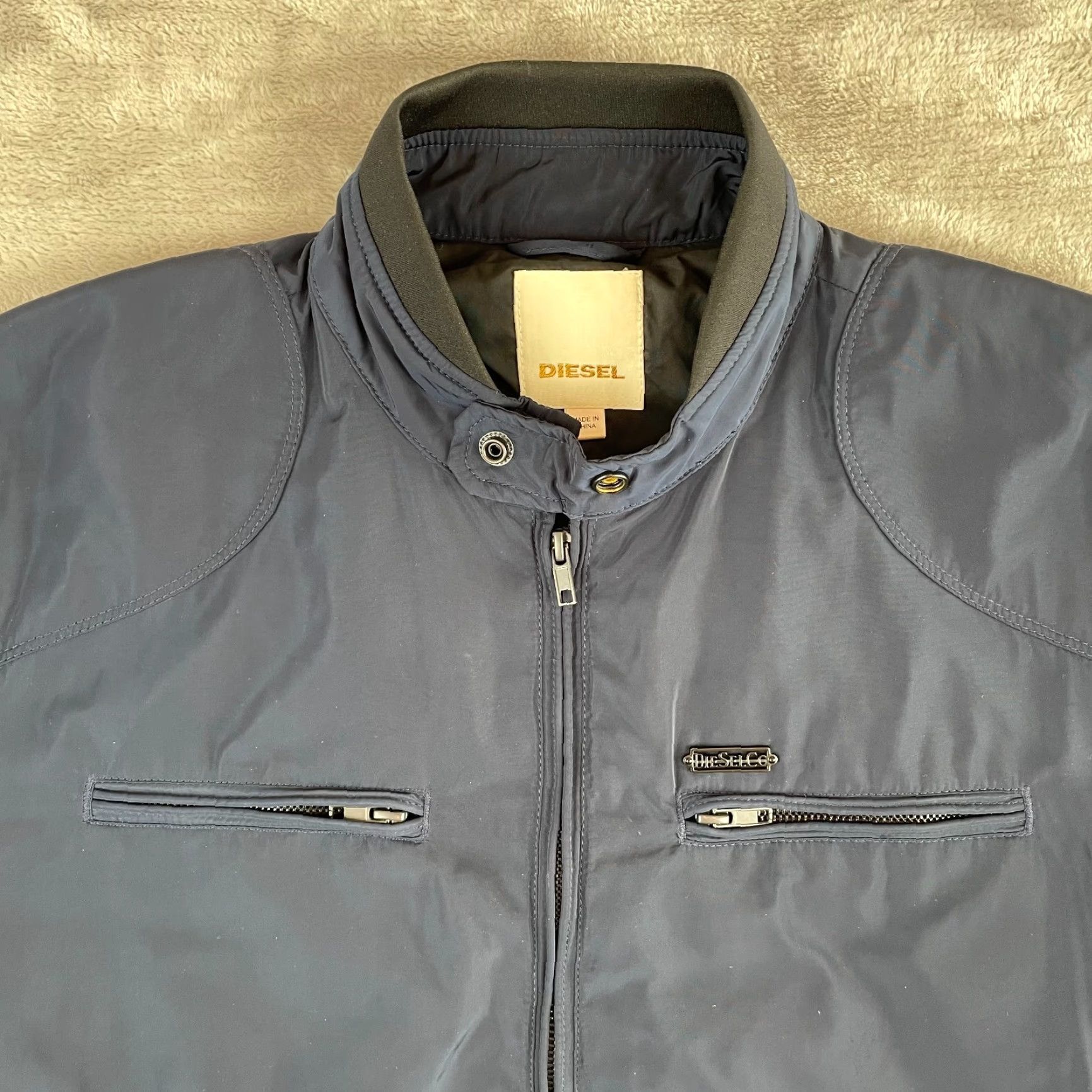 Diesel Diesel Jacket Men XL Navy Blue Full Zip Pockets Bomber Long Sleeve Designer Size US XL / EU 56 / 4 - 4 Thumbnail