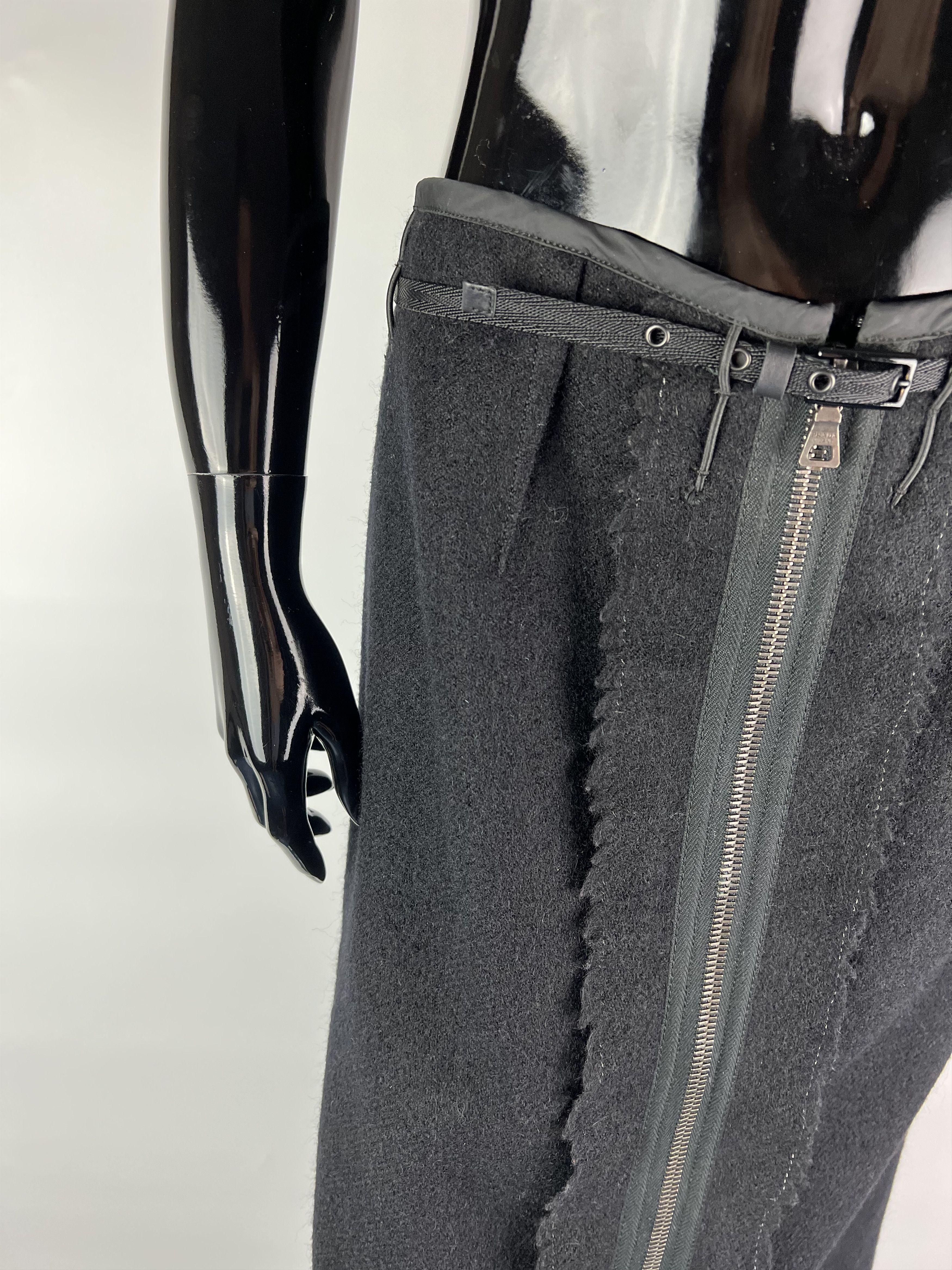 Prada Rare Vtg Prada Full Zip Belted Skirt Wool/Mohair Size IT42 Size 28" / US 6 / IT 42 - 4 Thumbnail