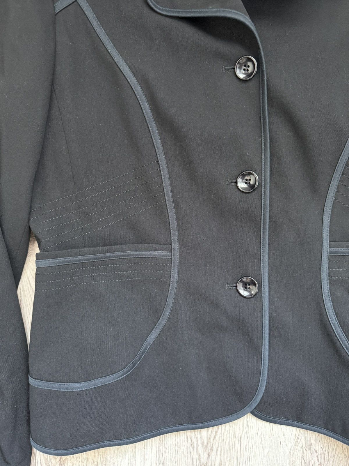 Laurel Laurel Black Virgin Wool Blazer Stitched Line Detail Size 42 Size M / US 6-8 / IT 42-44 - 7 Thumbnail