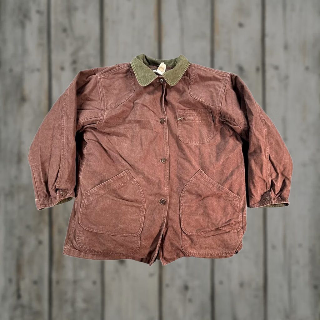 Vintage Vintage Barn Coat Mens XL Brown Jacket Corduroy Collar Plaid Lined 90s Hunting Jacket Overcoat Size US XL / EU 56 / 4 - 1 Thumbnail