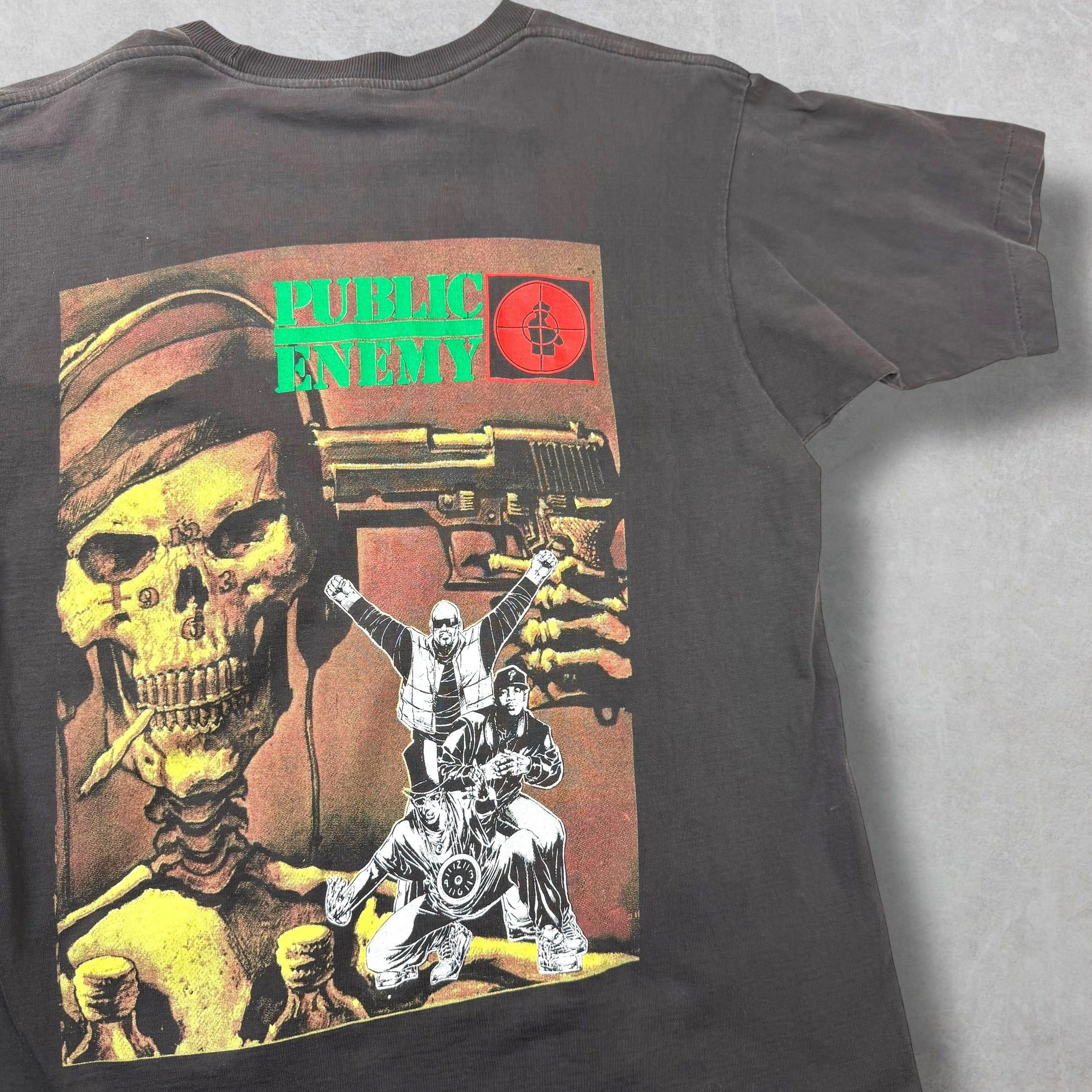 Vintage Vintage Early 90s Public Enemy Skull Gun Tee XL Size US XL / EU 56 / 4 - 4 Thumbnail