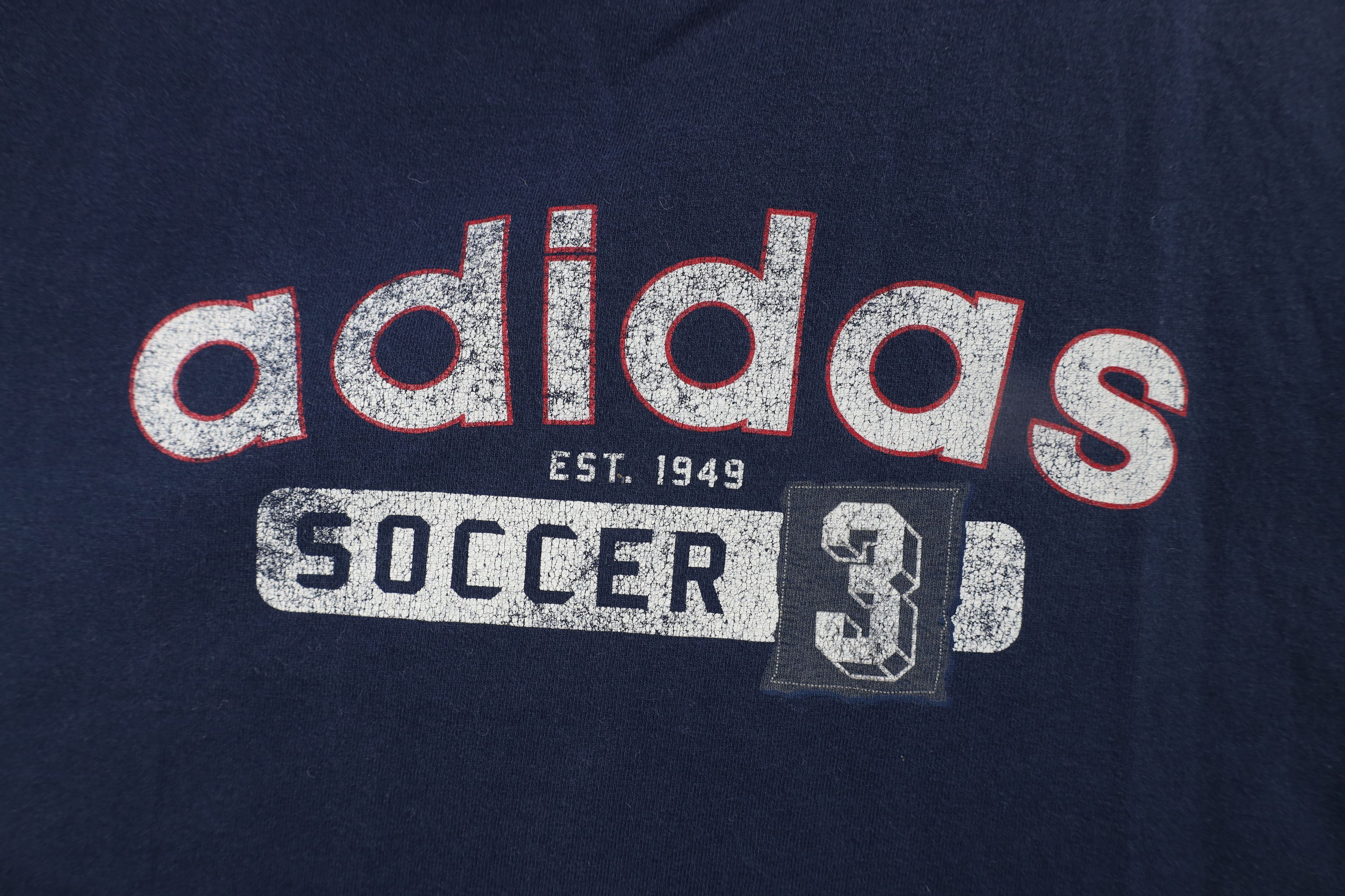 Adidas × Vintage Vintage 90s Y2K Adidas Soccer Spell Out T-Shirt Blue Cotton Size US L / EU 52-54 / 3 - 4 Thumbnail