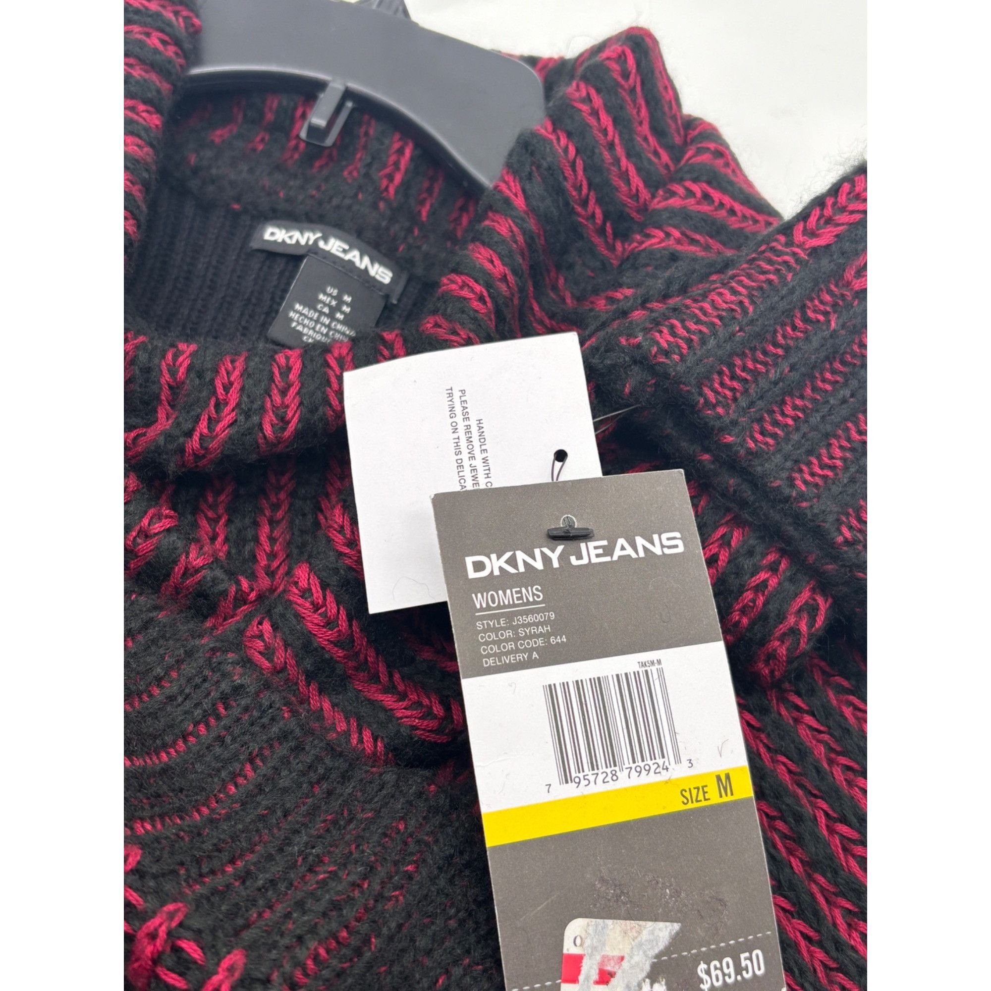 DKNY DKNY Jeans Striped Cowl-Neck Mixed Knit Tank Sweater, Syrah, Size M / US 6-8 / IT 42-44 - 8 Thumbnail