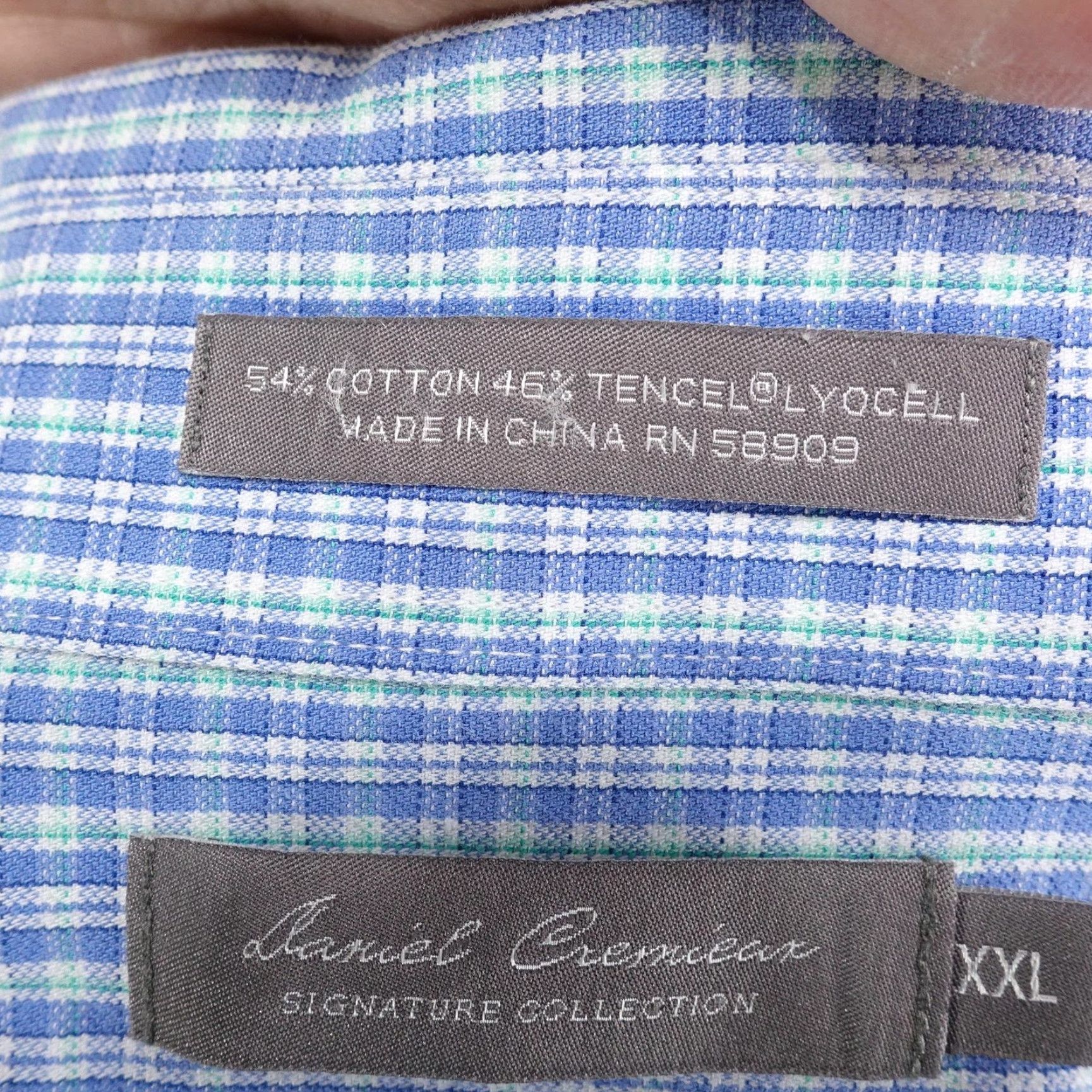 Cremieux Daniel Cremieux Shirt Mens 2XL Blue Check Long Sleeve Button Down Tencel Lyocell Size US XXL / EU 58 / 5 - 7 Thumbnail