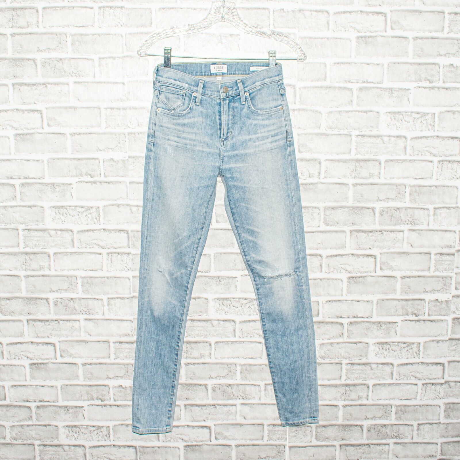 Agolde AGOLDE Sophie Skinny Denim Jeans light wash Rip distressed Size 24" / US 00 / IT 34 - 11 Thumbnail