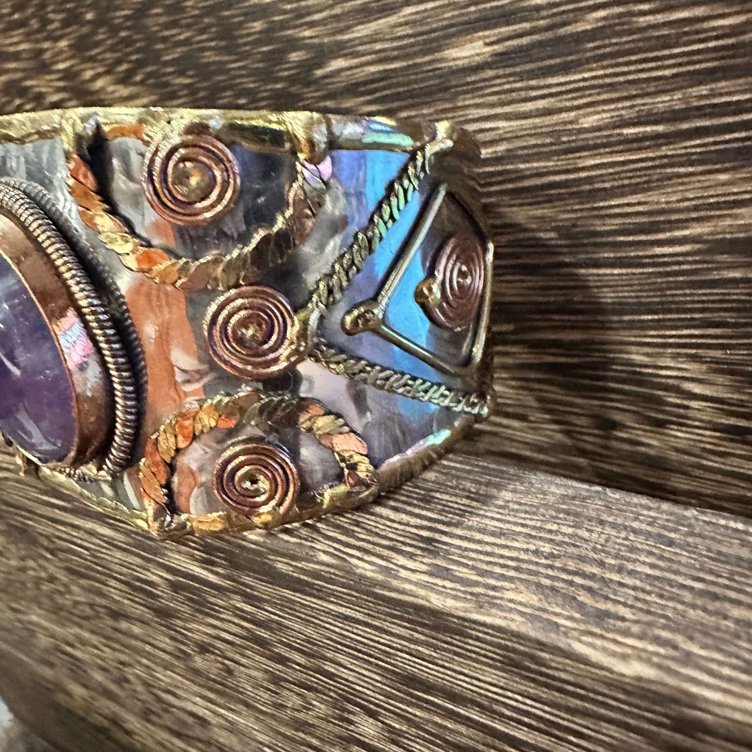 Other Artisan Purple Amethyst Cuff Bracelet, 2" Width, Adjustable Size ONE SIZE - 8 Thumbnail