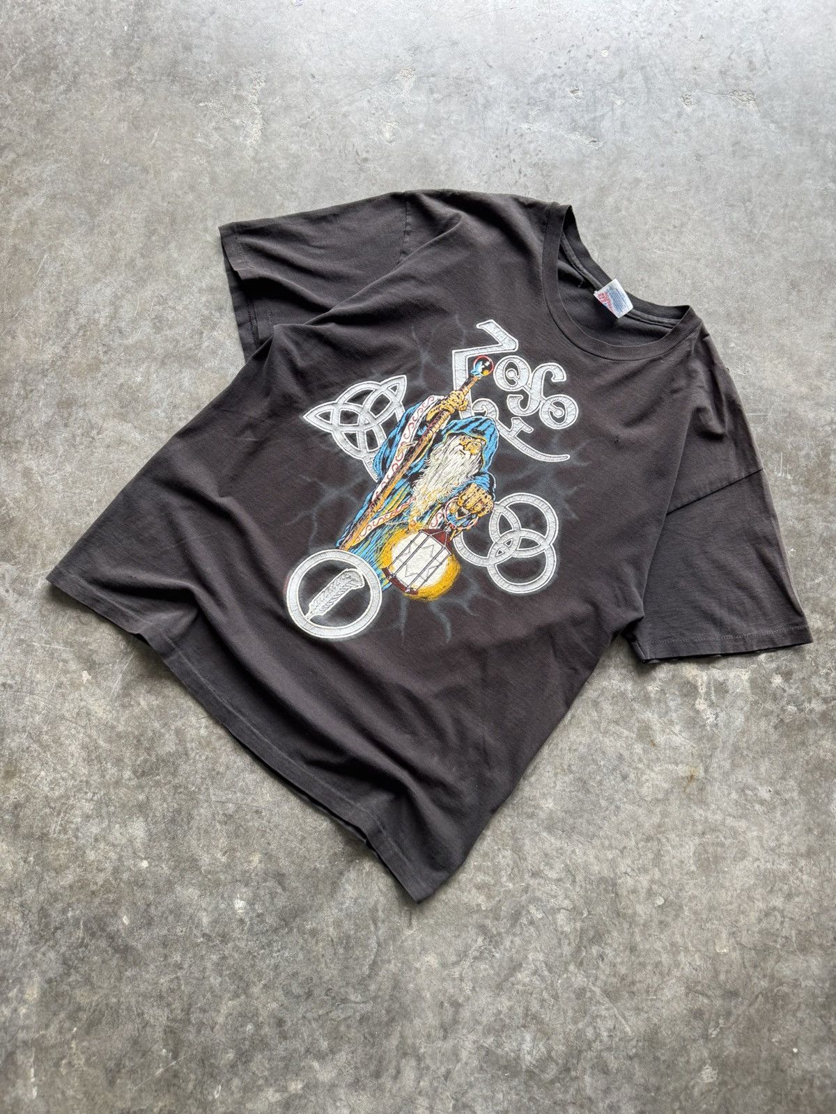 Led Zeppelin × Vintage Vintage 1990’s Led Zeppelin ZoSo Wizard Graphic Band Tee Size US XL / EU 56 / 4 - 9 Thumbnail