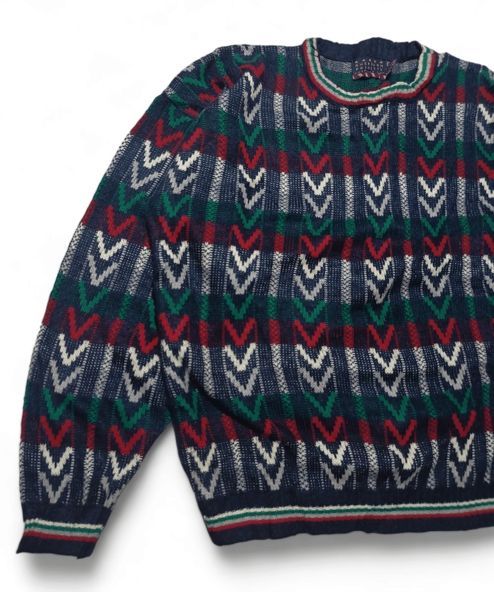 Other Vintage 80s AMERICAN PRIORITY Ethnic Striped Knit Sweater Size US XL / EU 56 / 4 - 5 Thumbnail