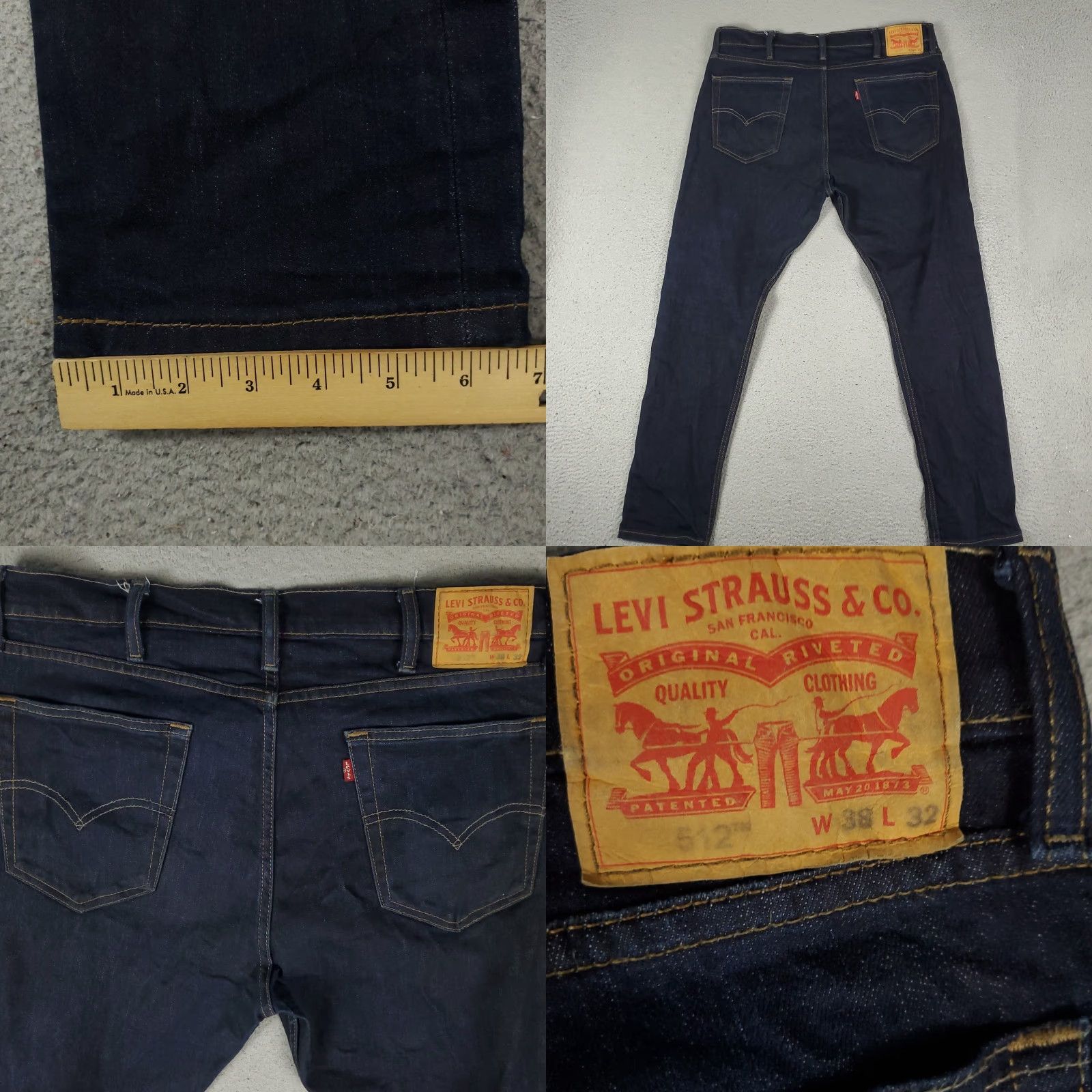 Levi's Levis 512 Jeans Mens 38x31 Blue Slim Taper Leg Denim Pants Size US 38 / EU 54 - 8 Thumbnail