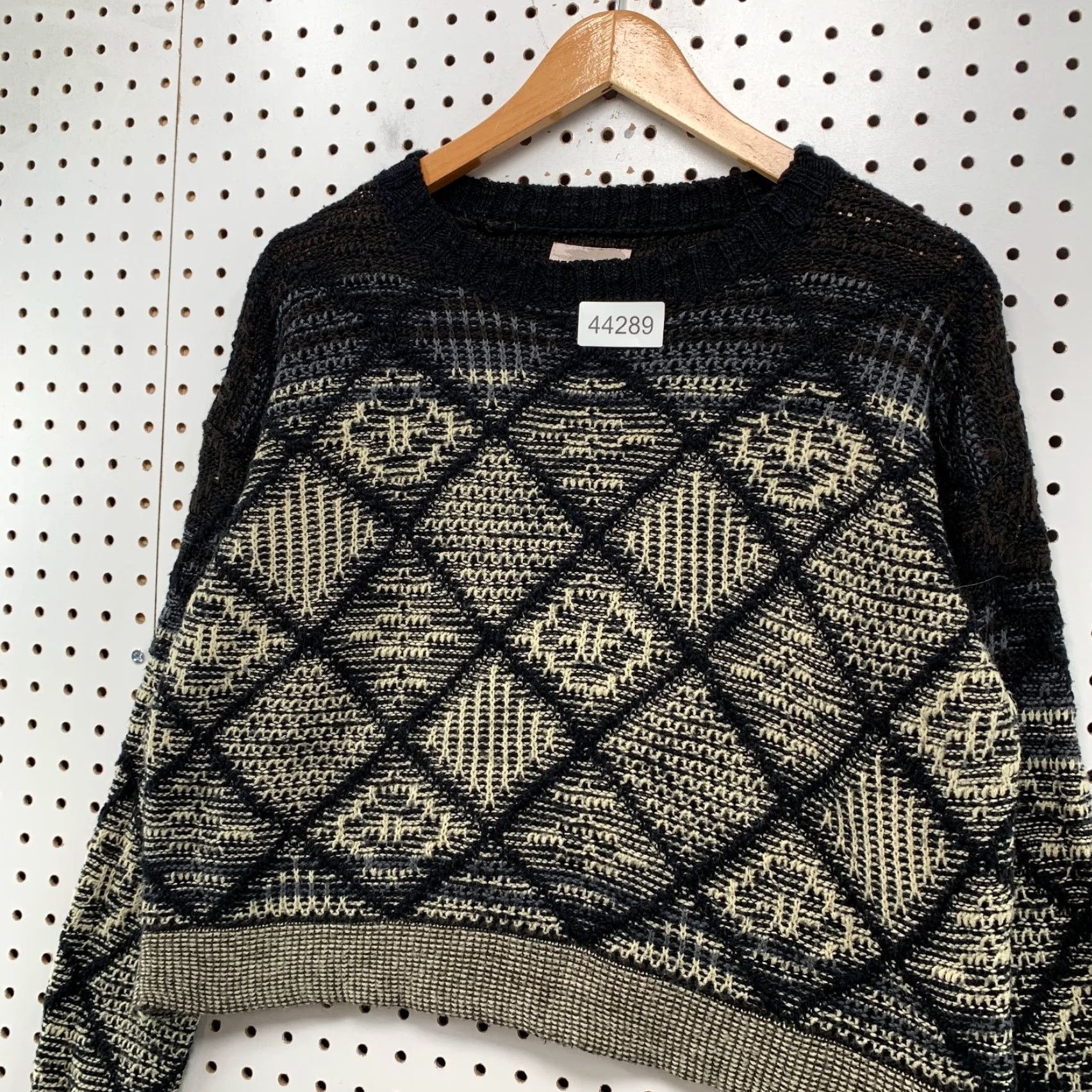 Forever 21 VINTAGE FOREVER 21 Knit Sweater Womens M Black Brown Argyle Crew Neck Loose Knit Shirt Pullover Winter Fall Womens Size M / US 6-8 / IT 42-44 - 4 Thumbnail