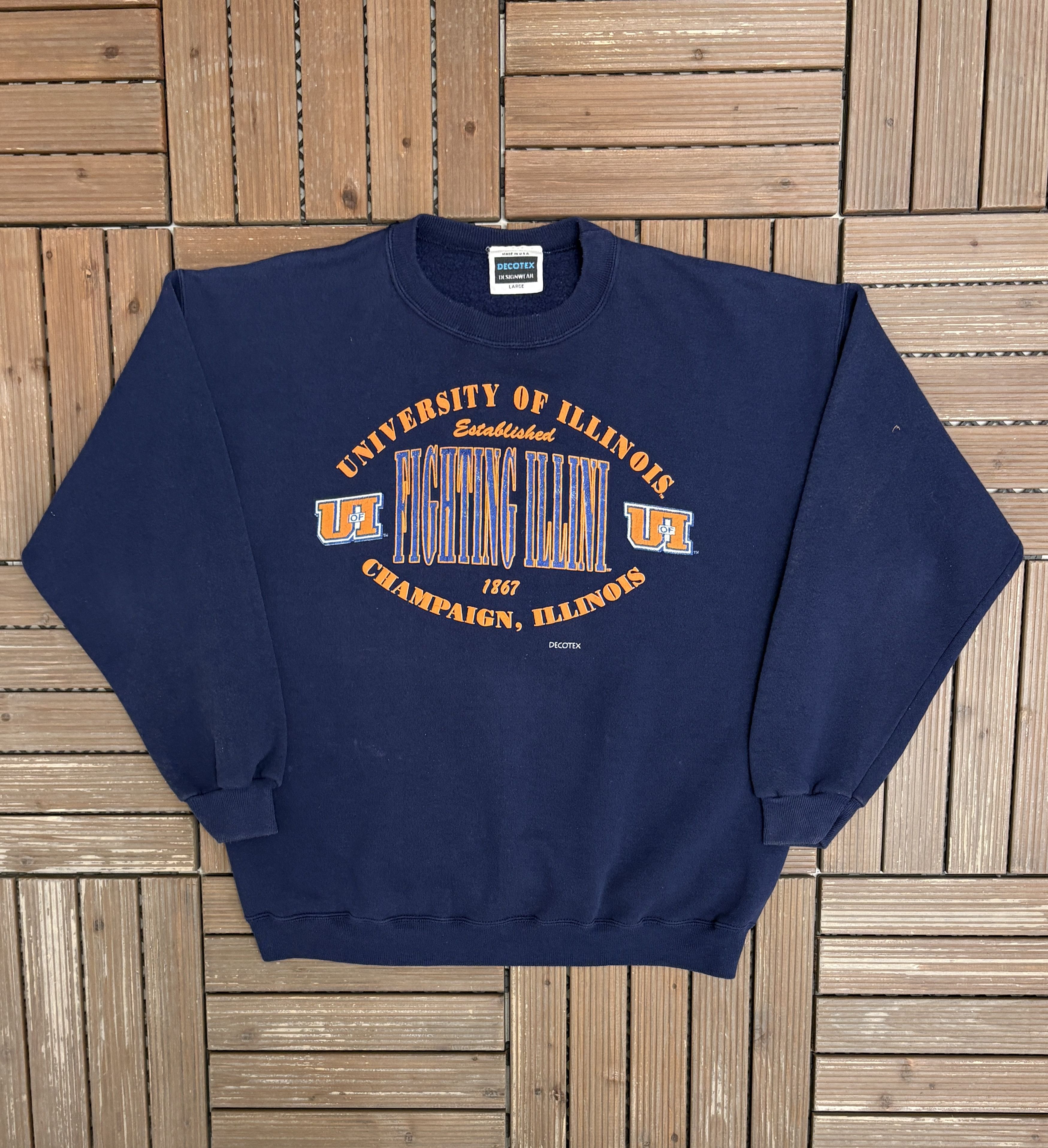 Vintage Illinois Fighting Illini Vintage Blue Crewneck Sweater Size US L / EU 52-54 / 3 - 1 Thumbnail