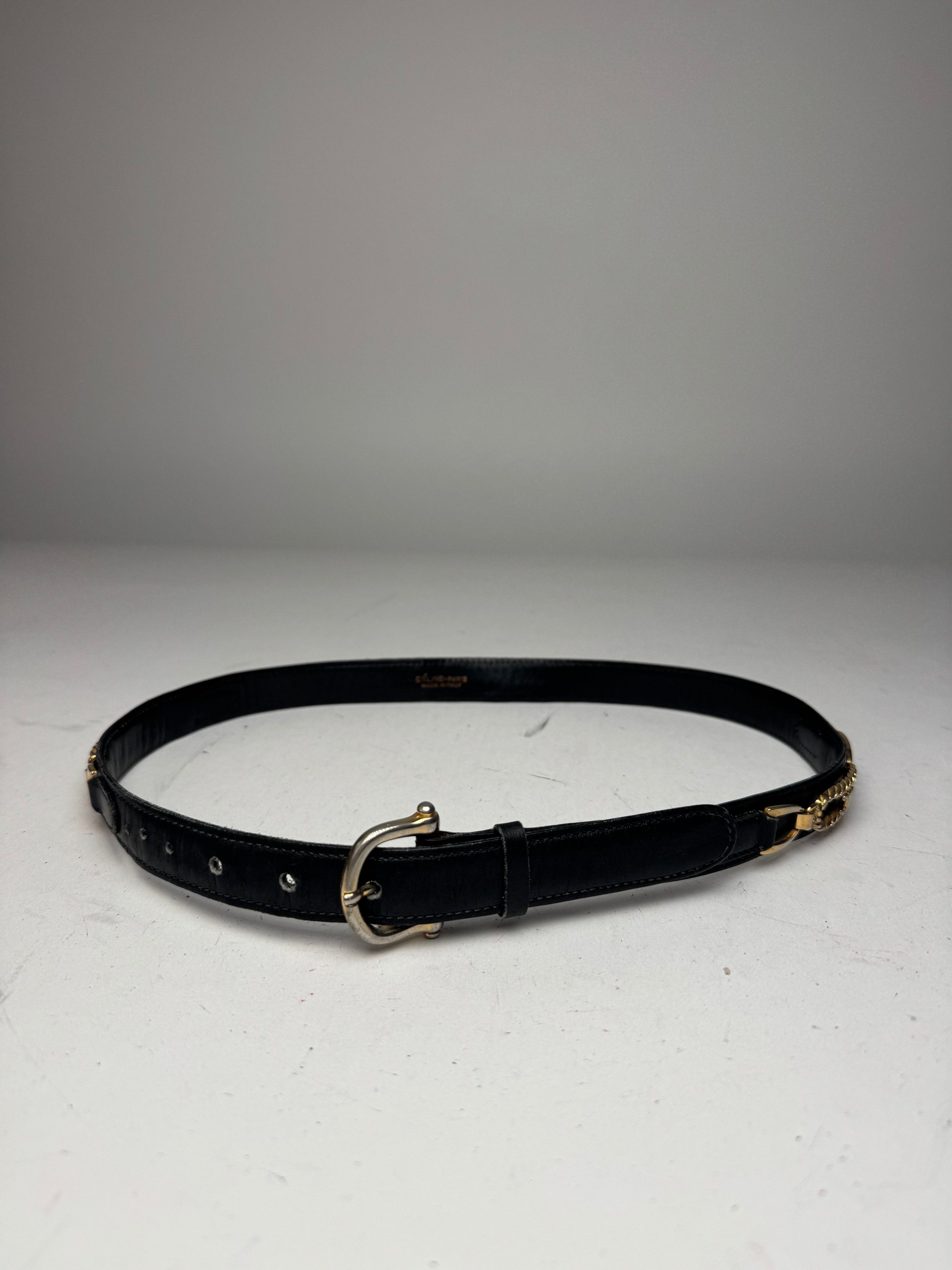 Celine Vintage Paris Leather Belt Black Size ONE SIZE - 1 Thumbnail