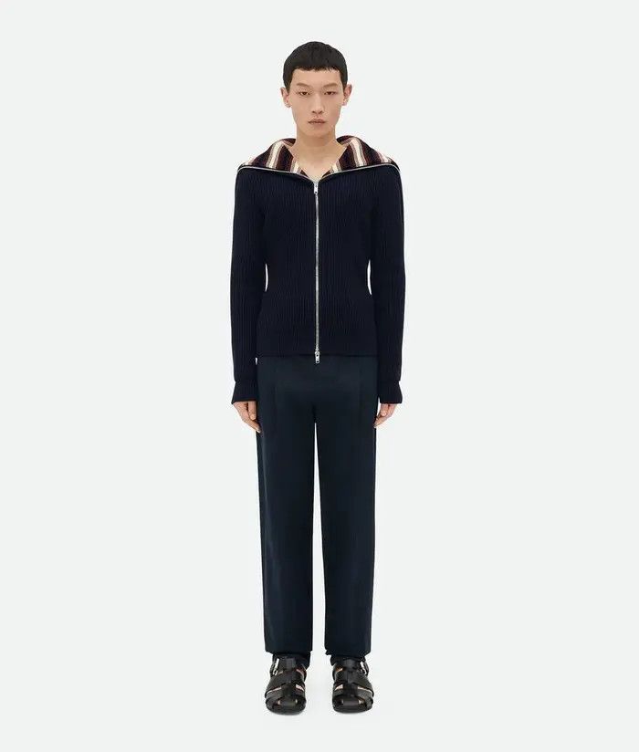 Bottega Veneta o1s1rm0326 Cotton Striped Cardigan in Navy Size US S / EU 44-46 / 1 - 1 Thumbnail