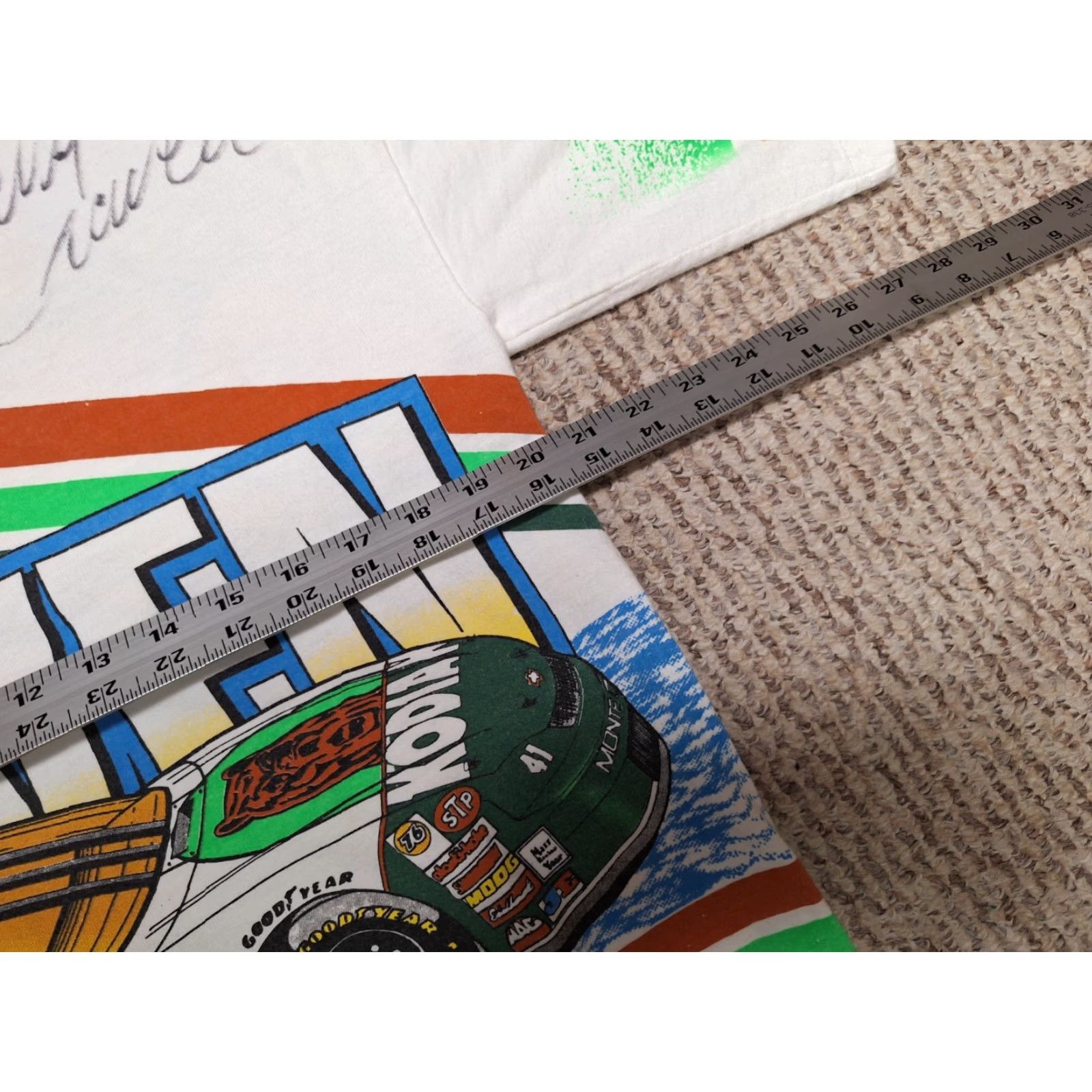 NASCAR VINTAGE Ricky Craven Racing Nascar All Over Kodiak AOP Nascar Shirt SIGNED Men's T-Shirt White 90s M Size US M / EU 48-50 / 2 - 5 Thumbnail