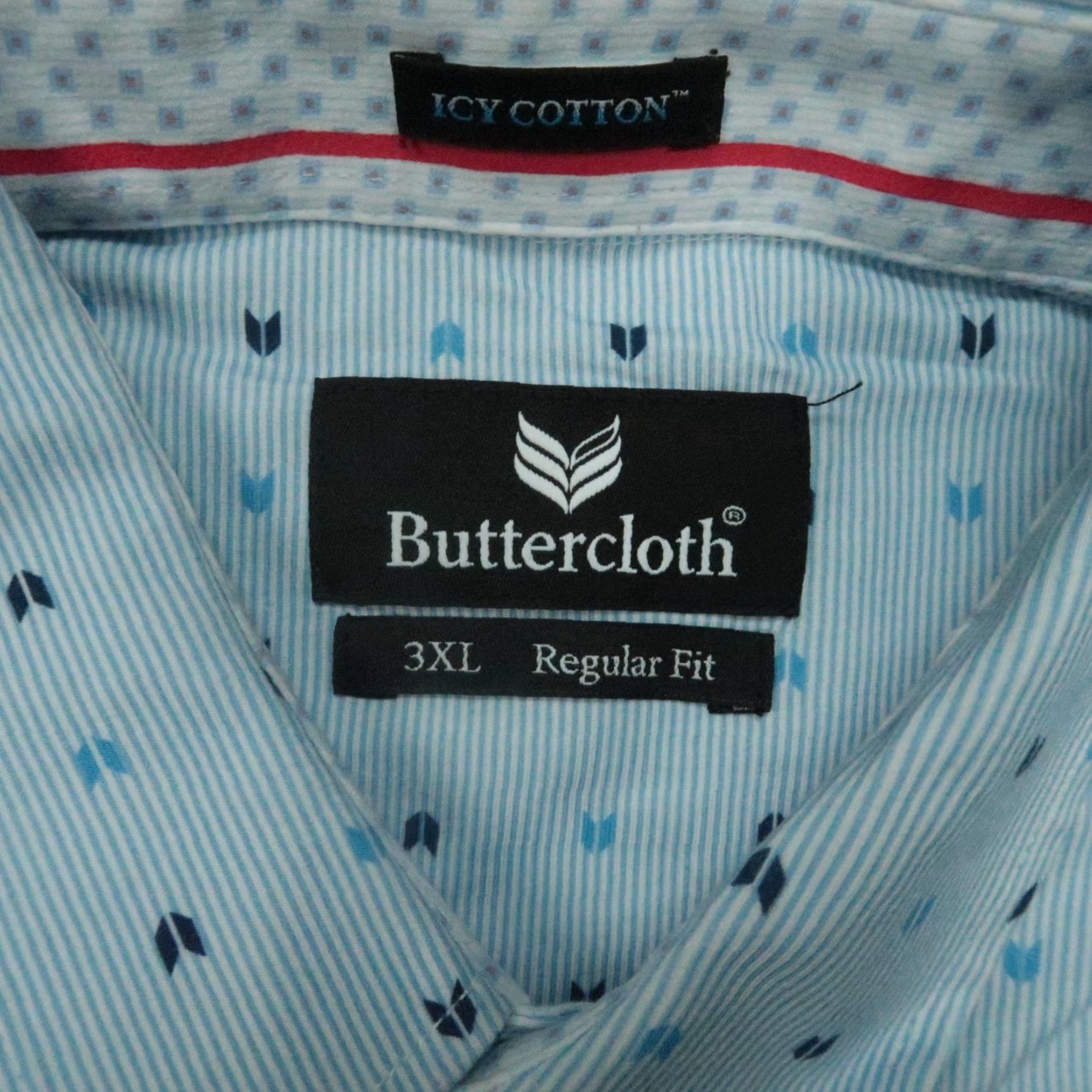 Vintage Buttercloth Mens Shirt 3XL Blue Icy Cotton Long Sleeve Button Up Geometric Pattern Size US XXL / EU 58 / 5 - 3 Thumbnail