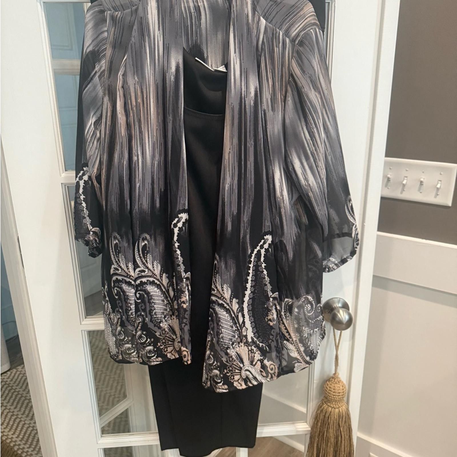 Designer Kim Rogers Black and Gray Women's Jacket Size XL / US 12-14 / IT 48-50 - 1 Thumbnail