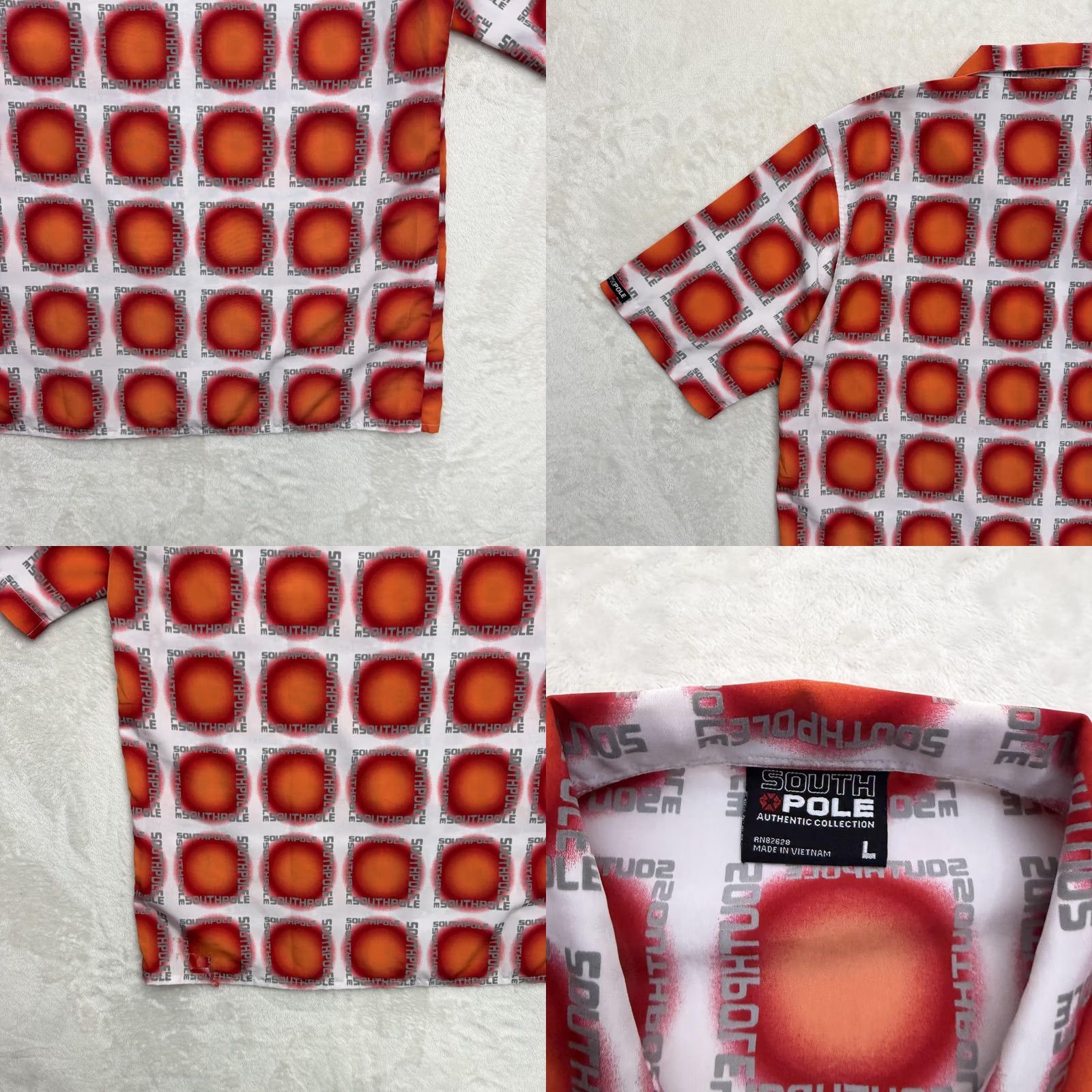Southpole VINTAGE Southpole Shirt Mens Large Orange Satin Button-Up Short Sleeve Collared Graphic Print Casual Summer (Note: Rephrase within allowed words) Size US L / EU 52-54 / 3 - 9 Thumbnail