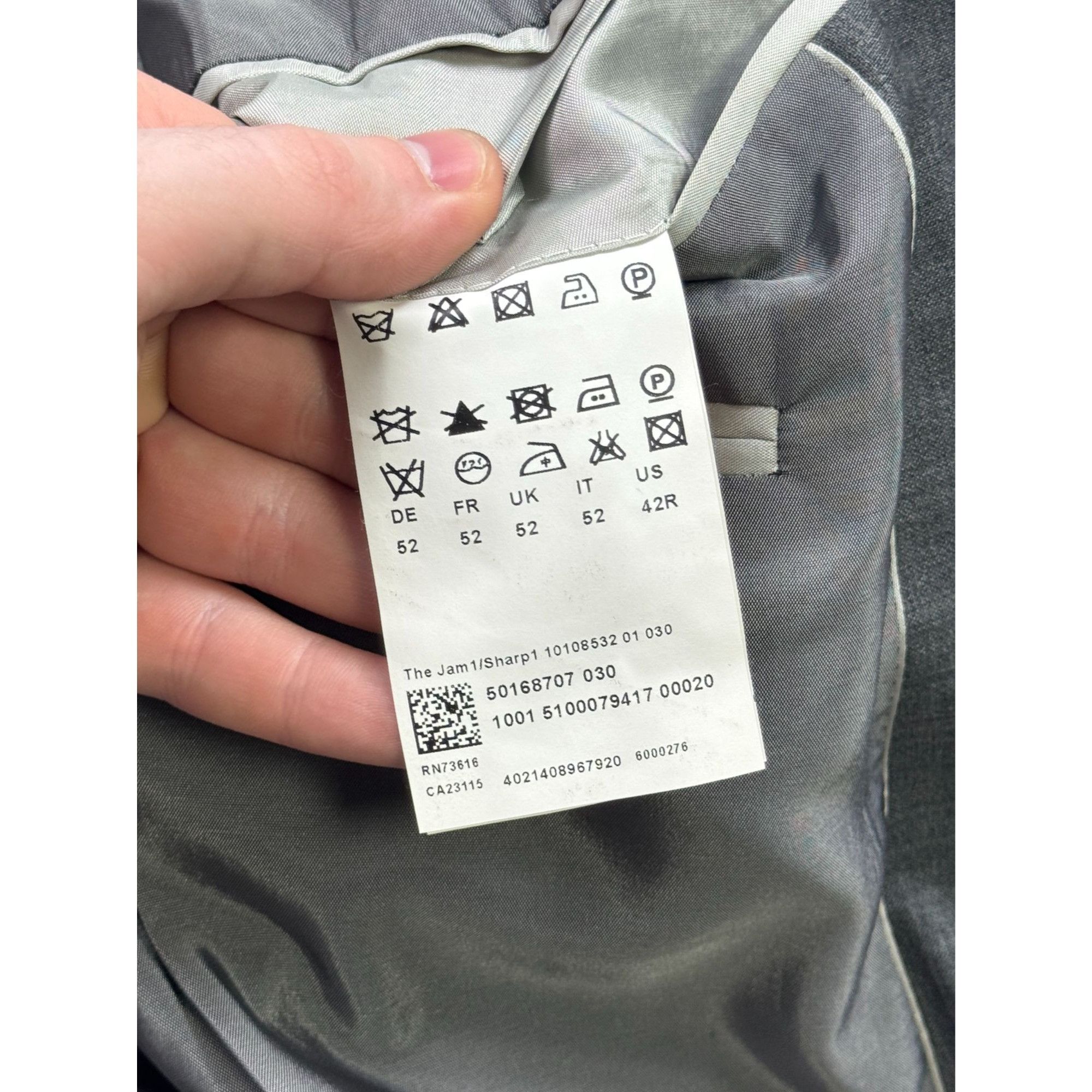 Hugo Boss Hugo Boss Mint Gray Wool Two Piece Suit (Y1274) Size 42R - 6 Thumbnail