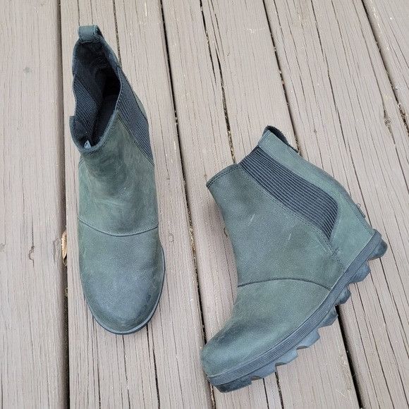 SOREL Sorel Joan Of Arctic Wedge II Distressed Black Leather Chels Size US 8 / IT 38 - 2 Thumbnail