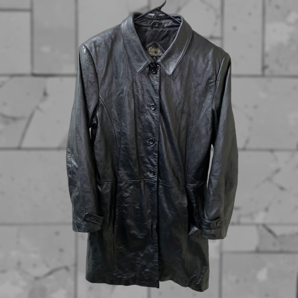 Vintage VINTAGE Carlo Amboldi Womens Leather Button Down Jacket L Black 21 Inch Armpit Button Front Jacket Womens Size L / US 10 / IT 46 - 1 Thumbnail