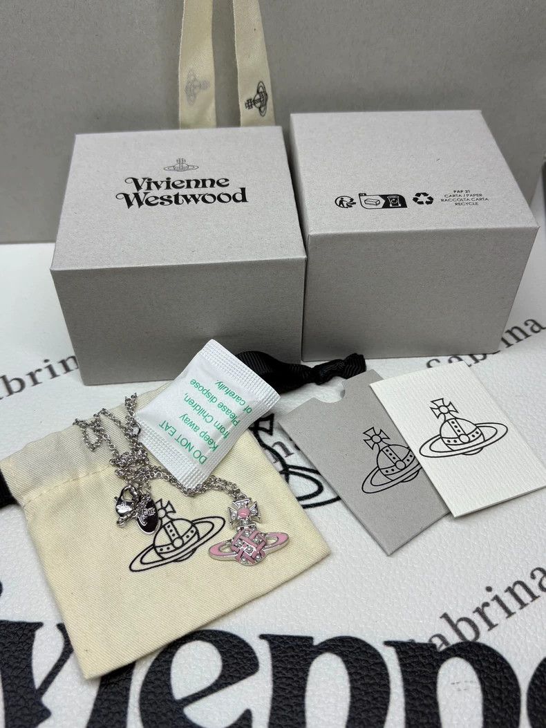 Vivienne Westwood Vivienne Westwood Pink Saturn necklace Size ONE SIZE - 3 Thumbnail